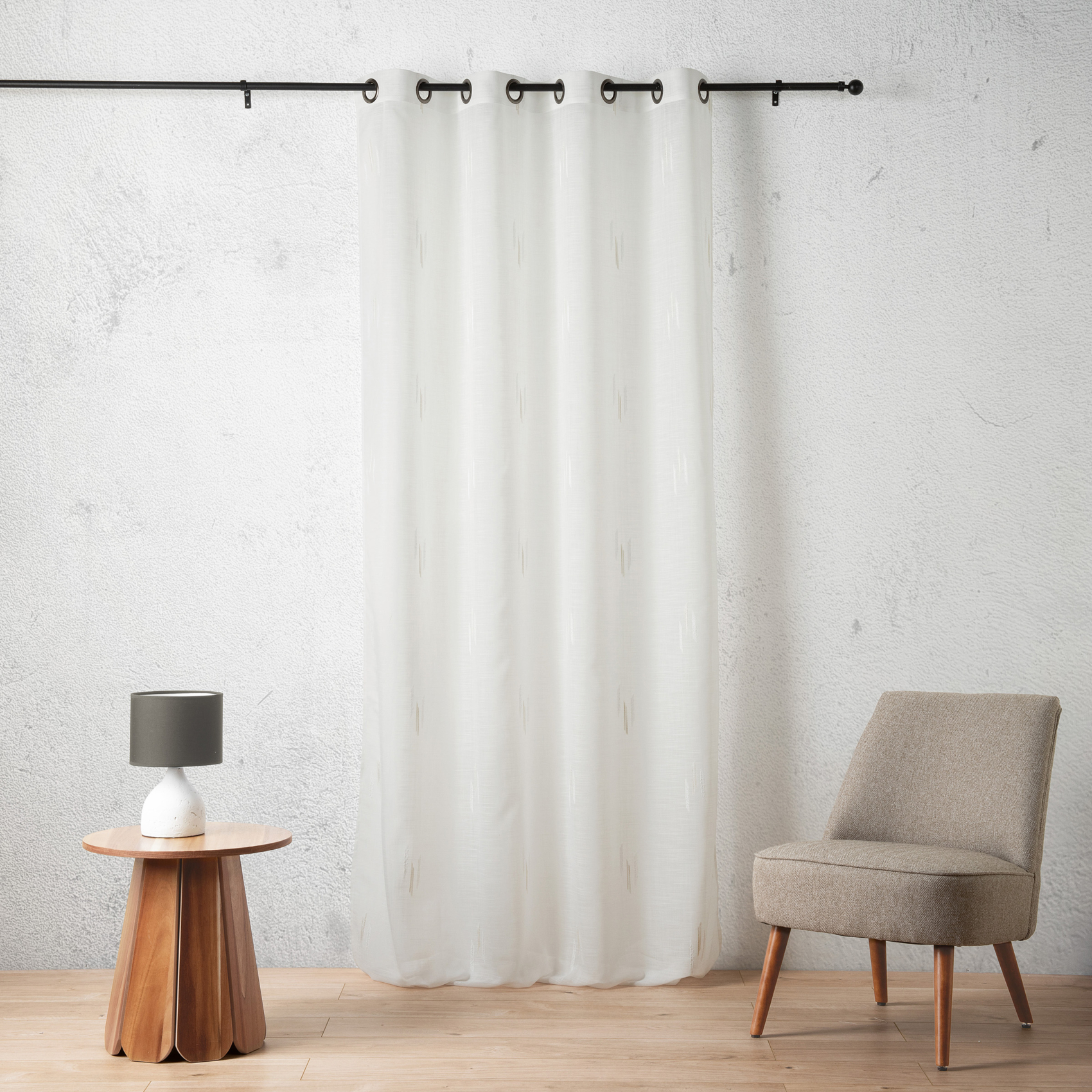 Voilage texturé motif fil coupé esprit ikat