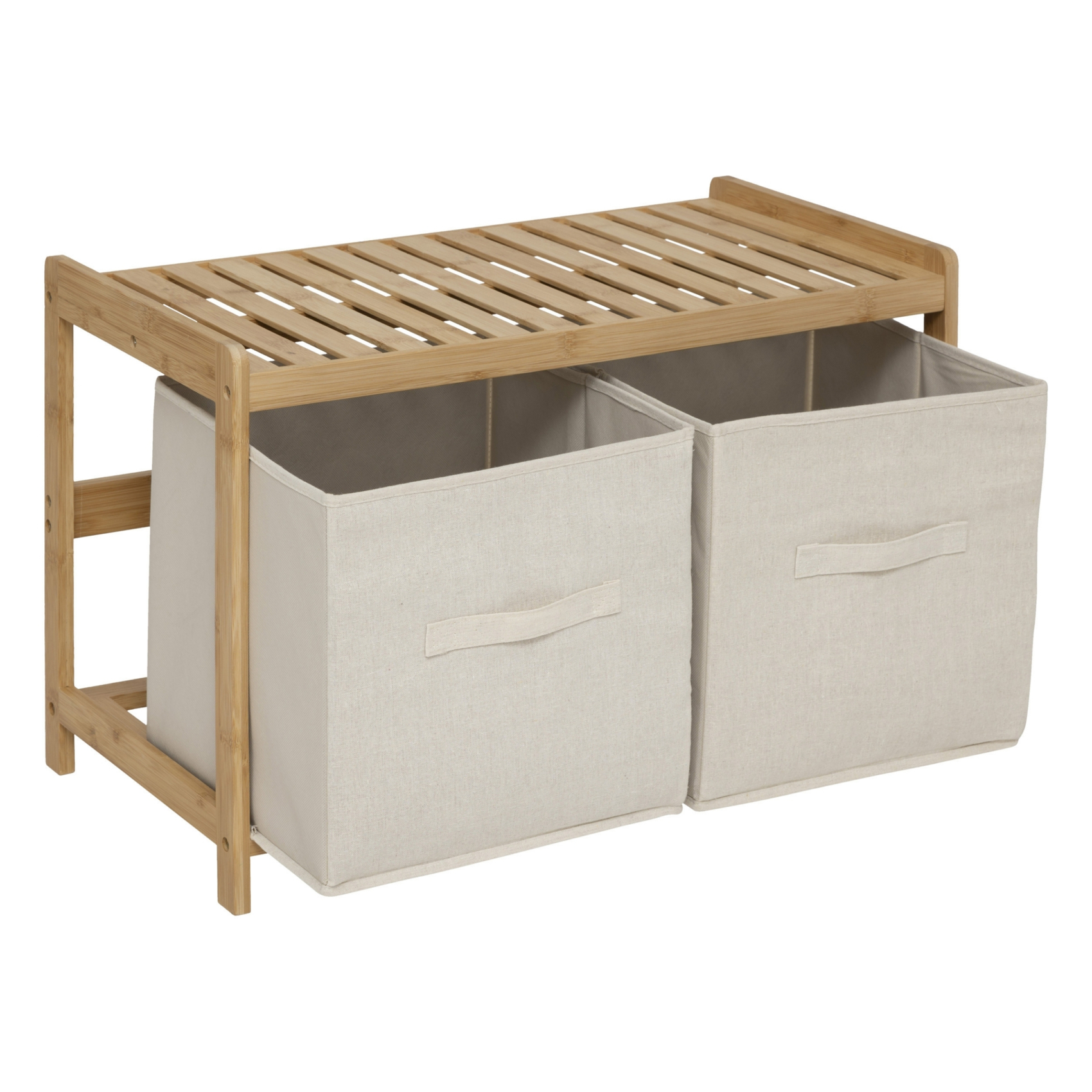 Banc en bambou avec rangements — vue 3