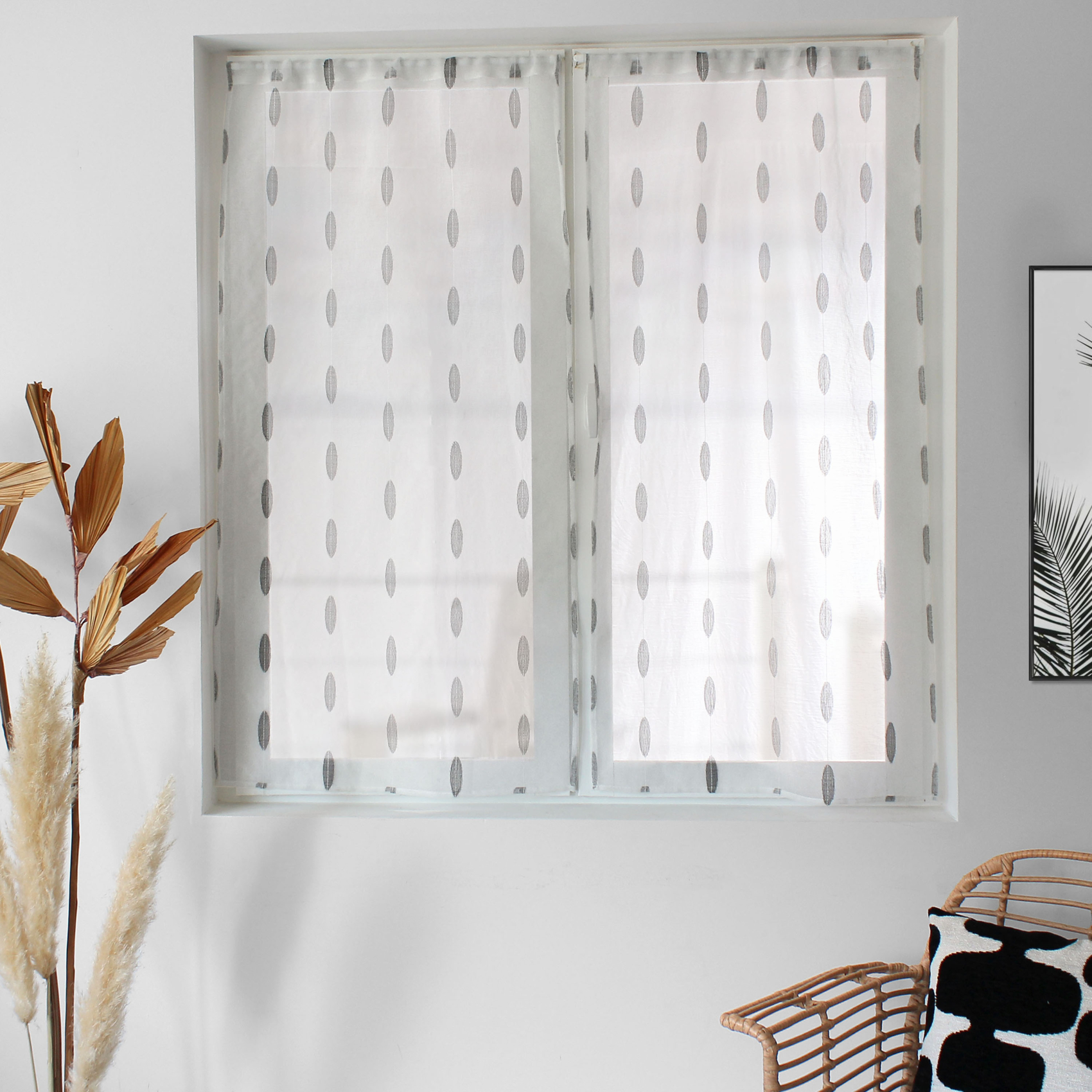 Paire de petits vitrages jacquard motif ovale — vue 6