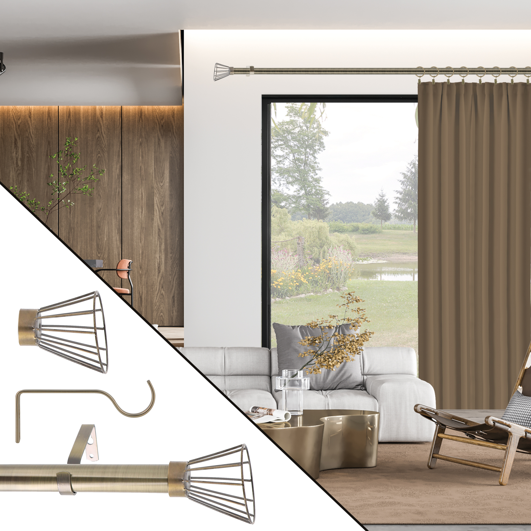 Kit tringle à rideaux extensible cône — vue 5