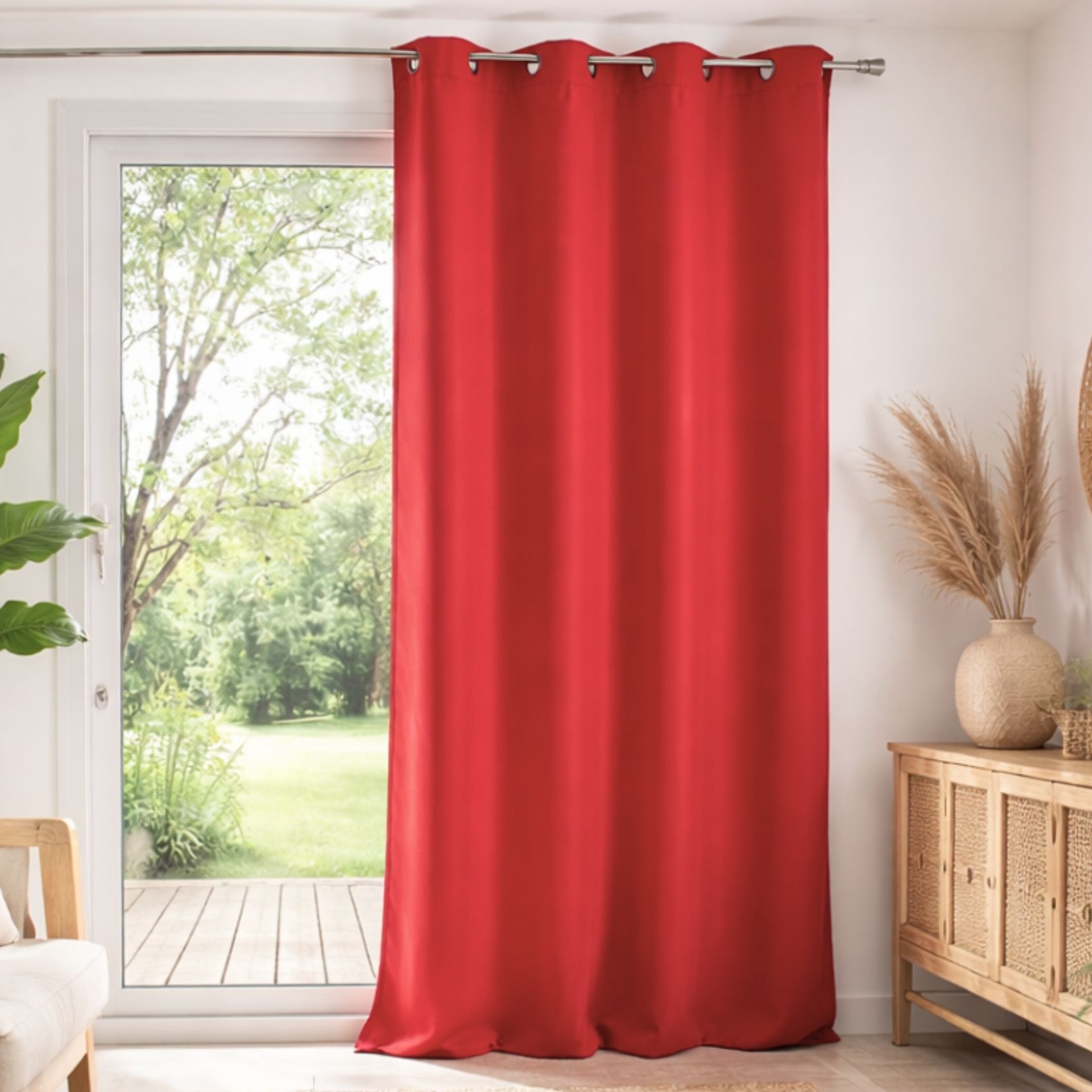 Rideau rouge à œillets — vue 3