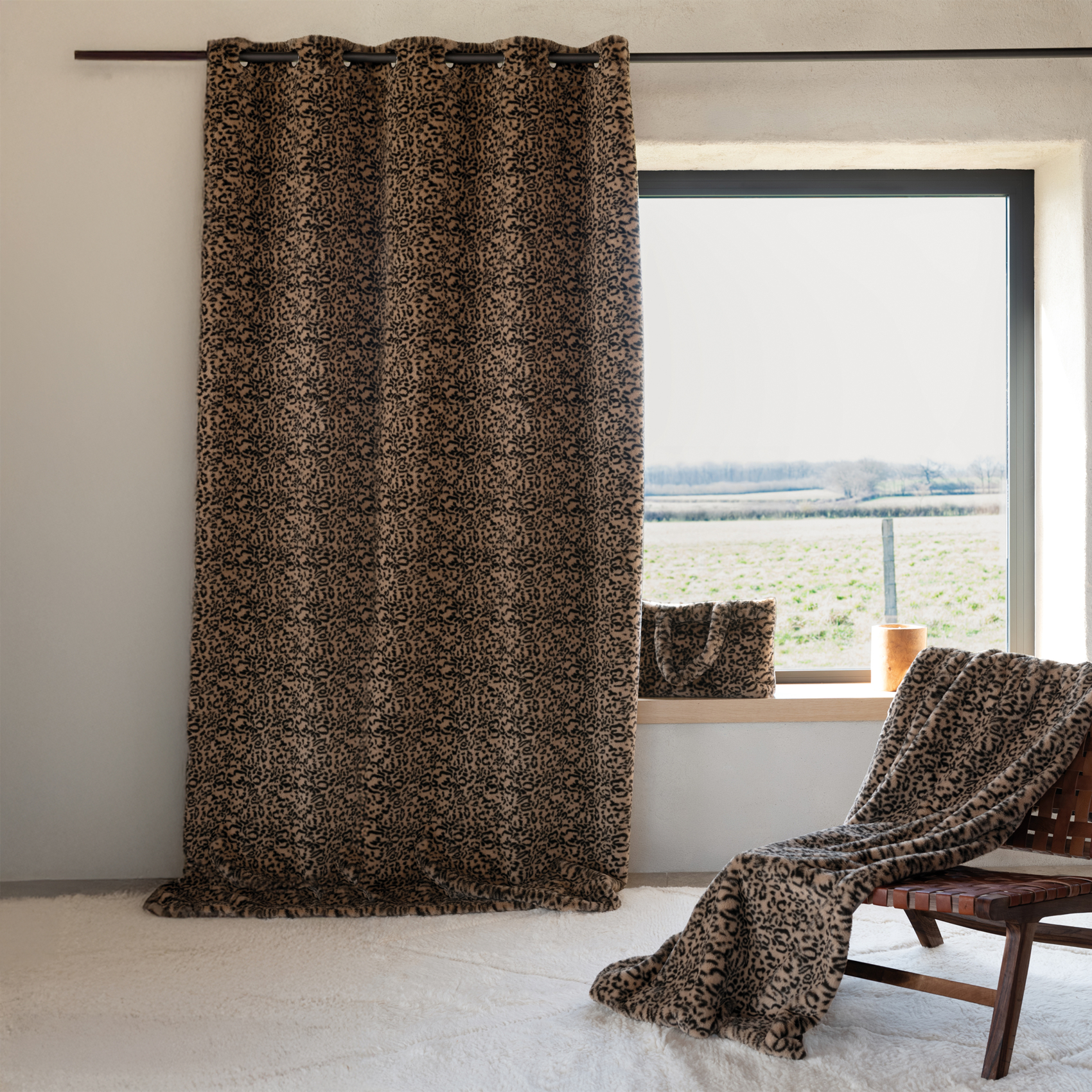 Rideau imitation fourrure léopard