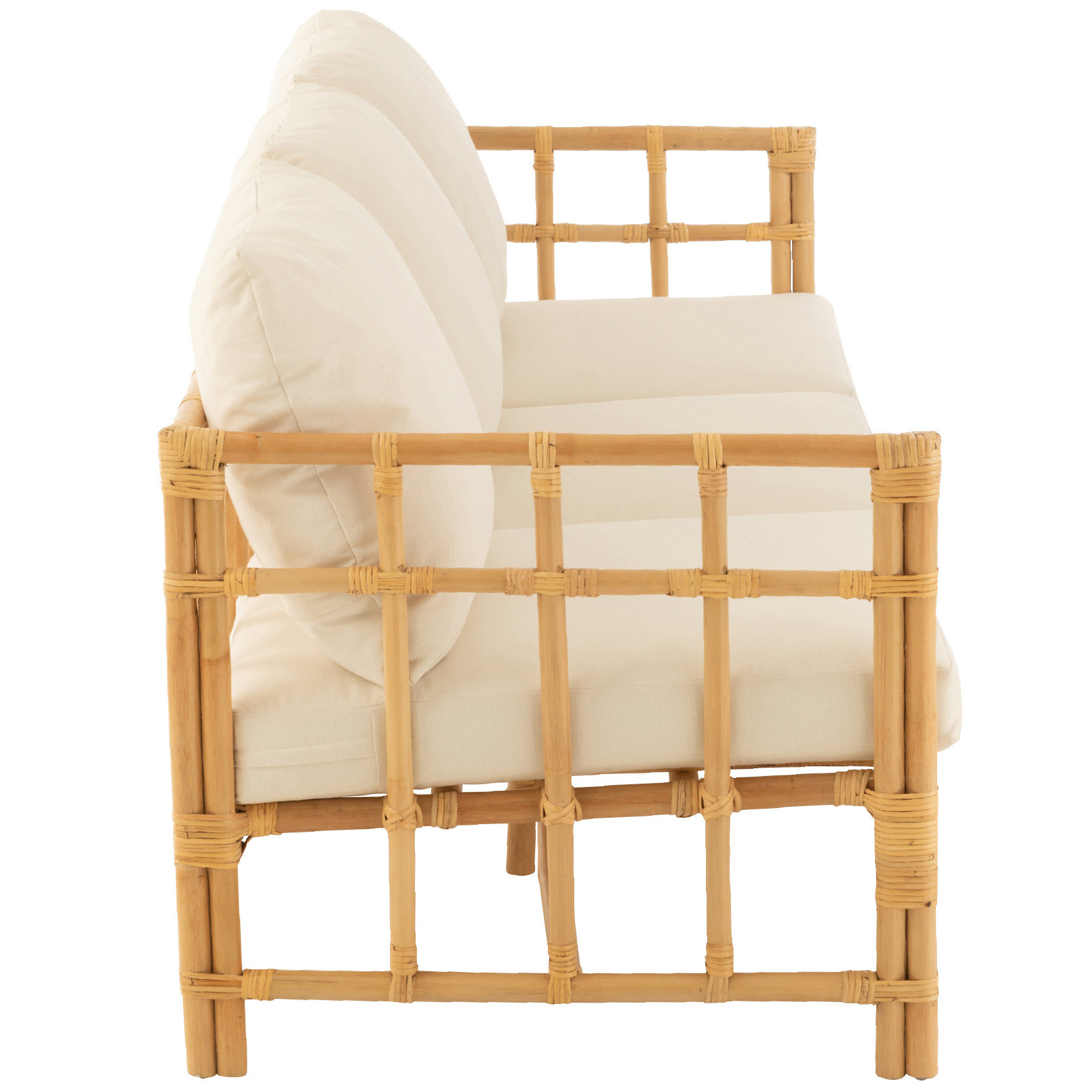 Canapé trois places en rotin avec coussins — vue 5