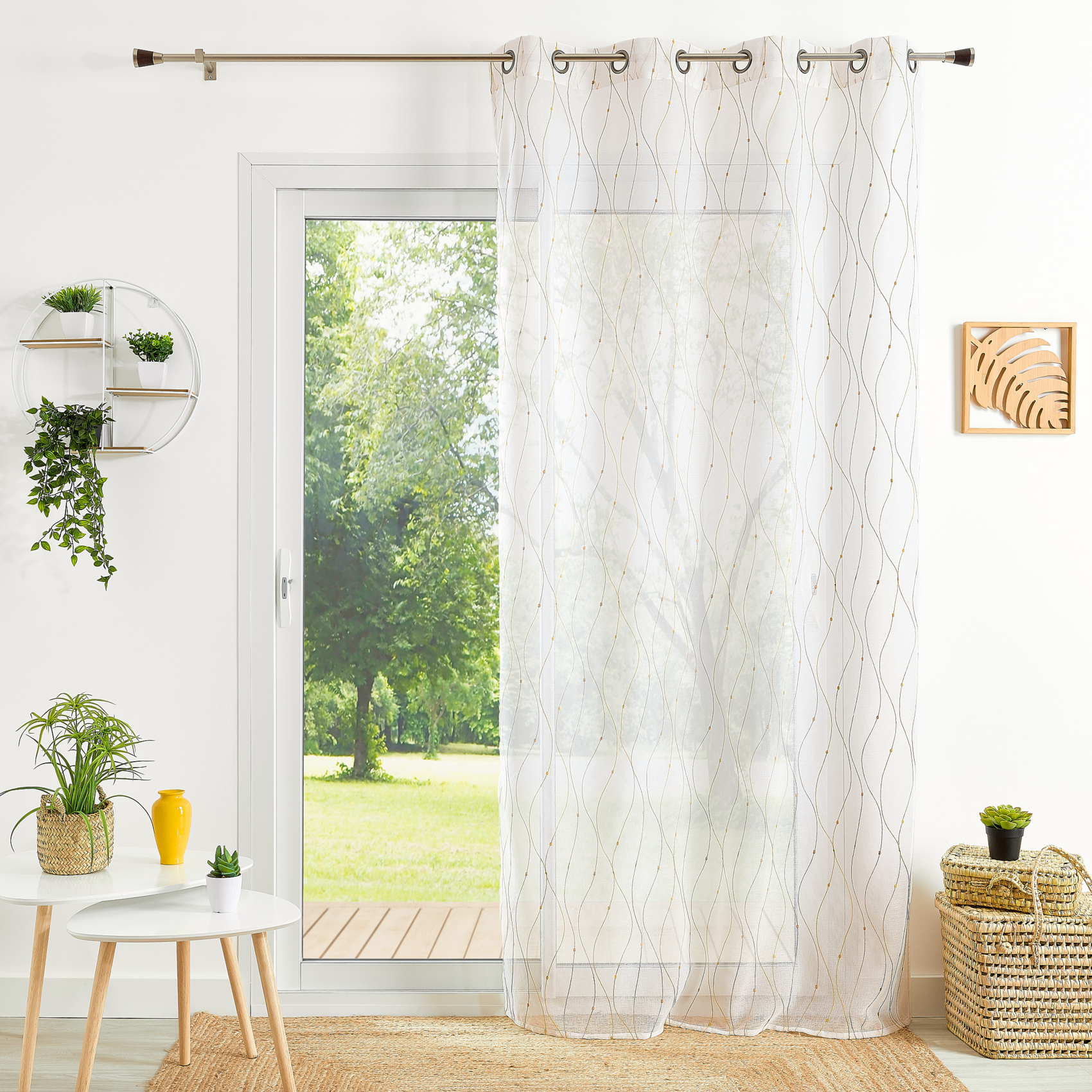 Voilage brodé motif vagues et pois — vue 6