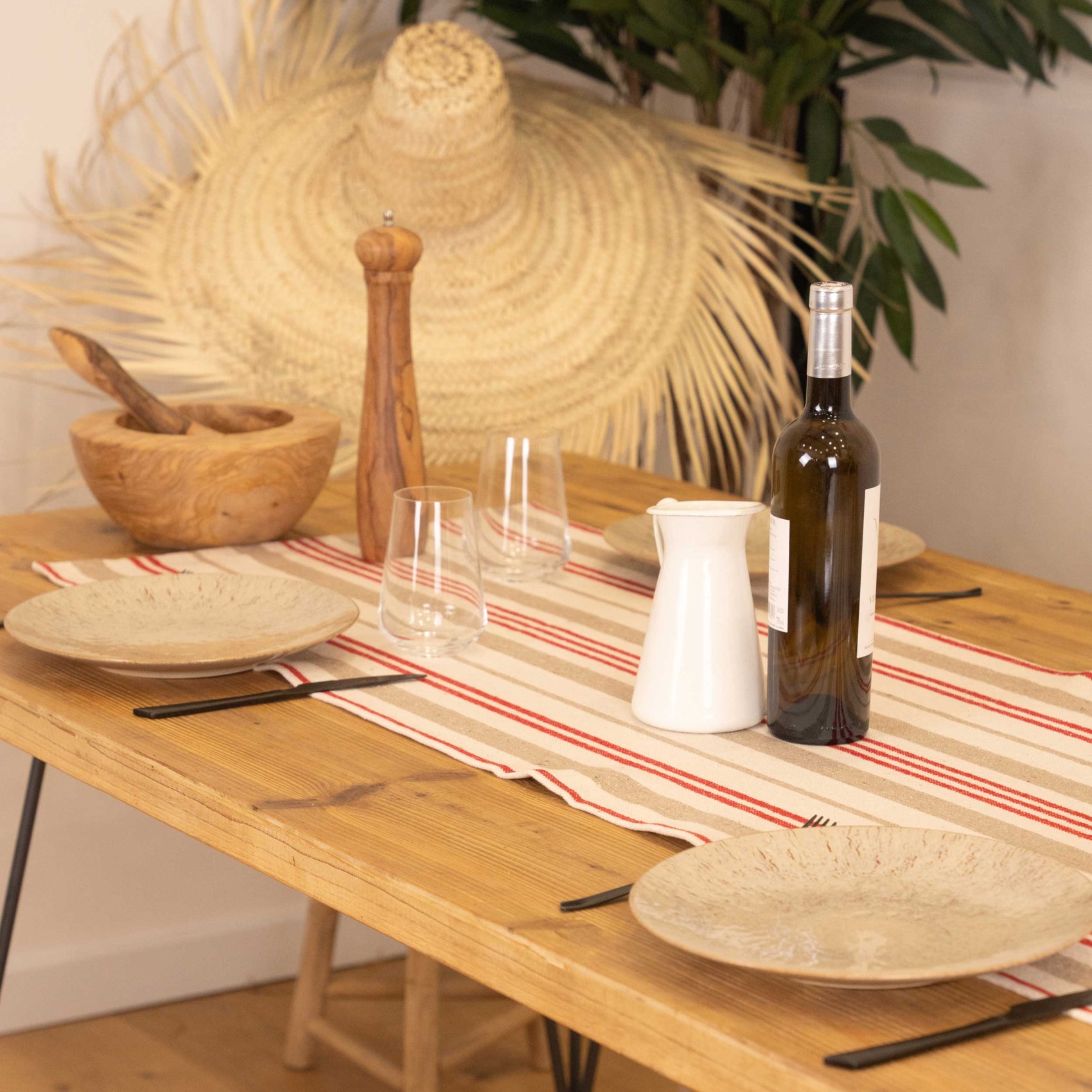 Chemin de table à rayures en coton — vue 4