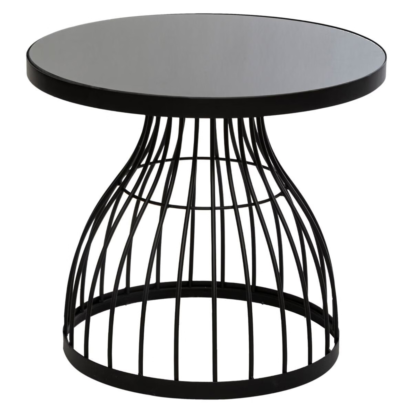 Table café en acier avec plateau rond