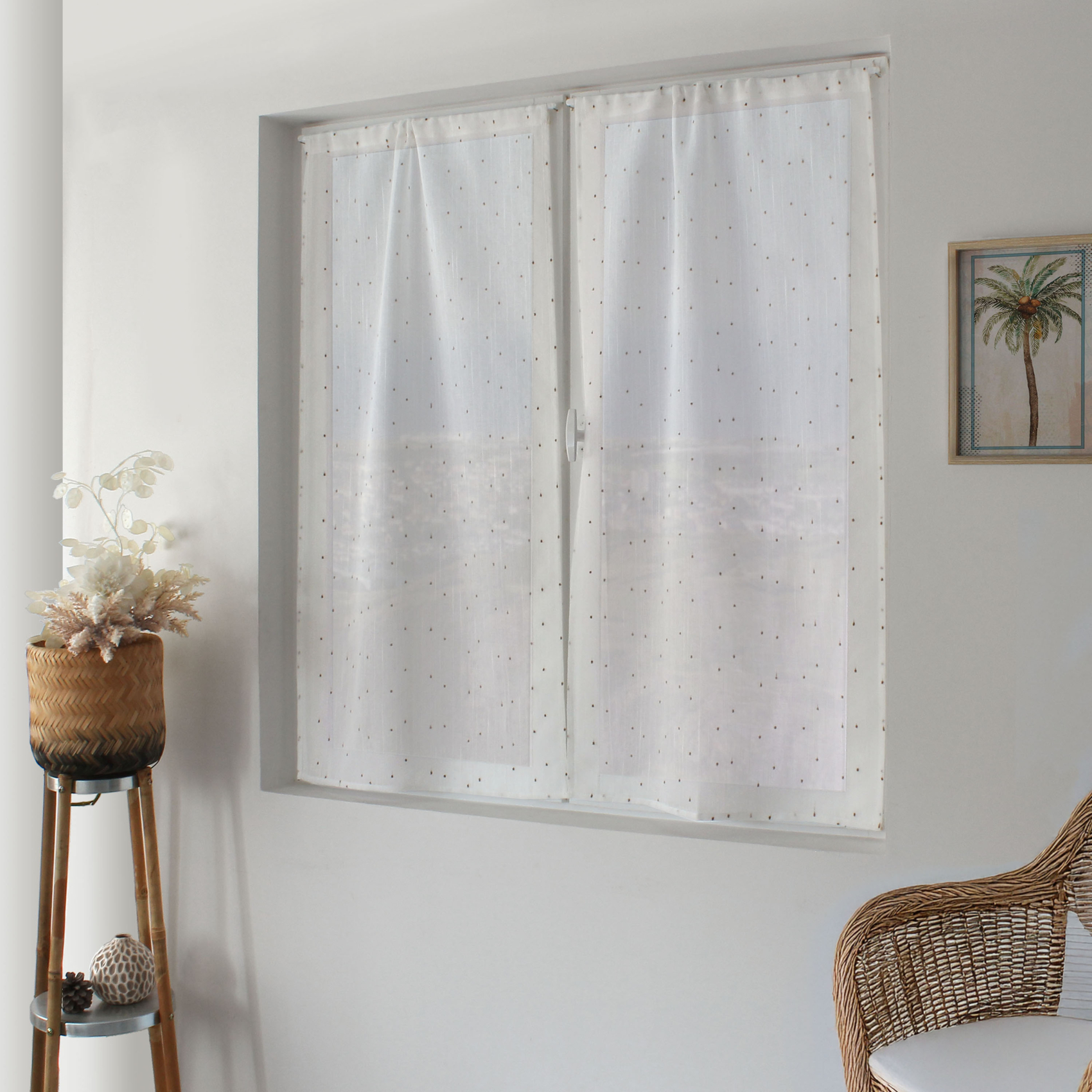 Paire de petits voilages plumetis effet lin — vue 4