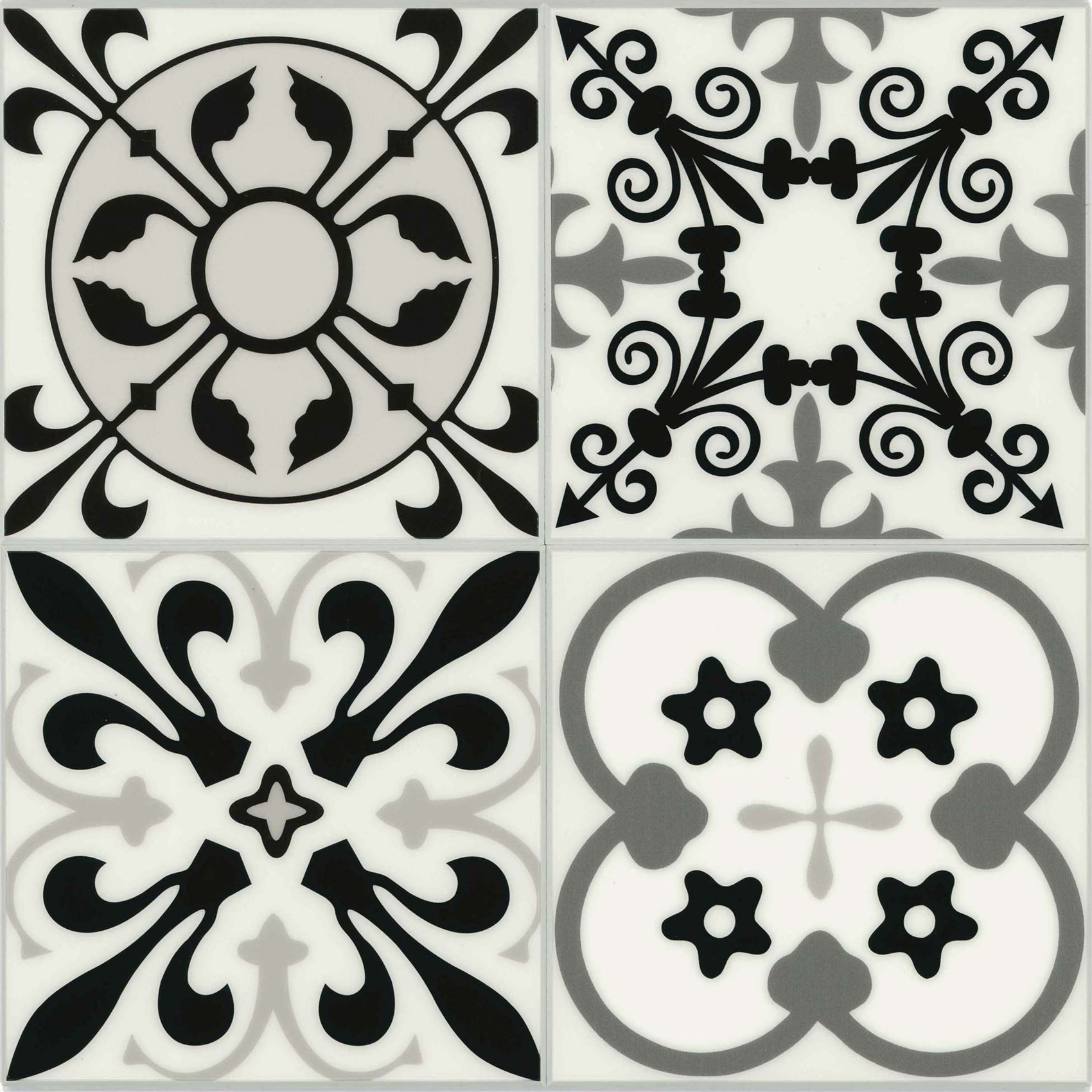 Lot de 4 crédences adhésives murales 3D motifs carreaux de ciment