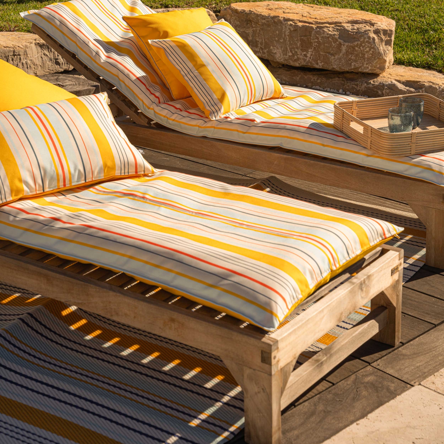 Matelas bain de soleil extérieur rayé — vue 6