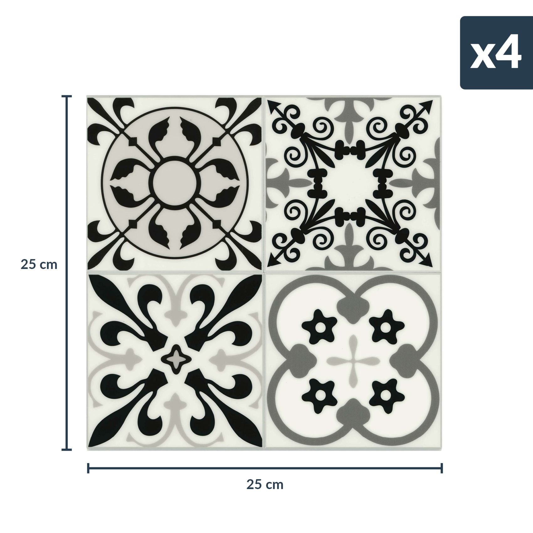 Lot de 4 crédences adhésives murales 3D motifs carreaux de ciment — vue 4