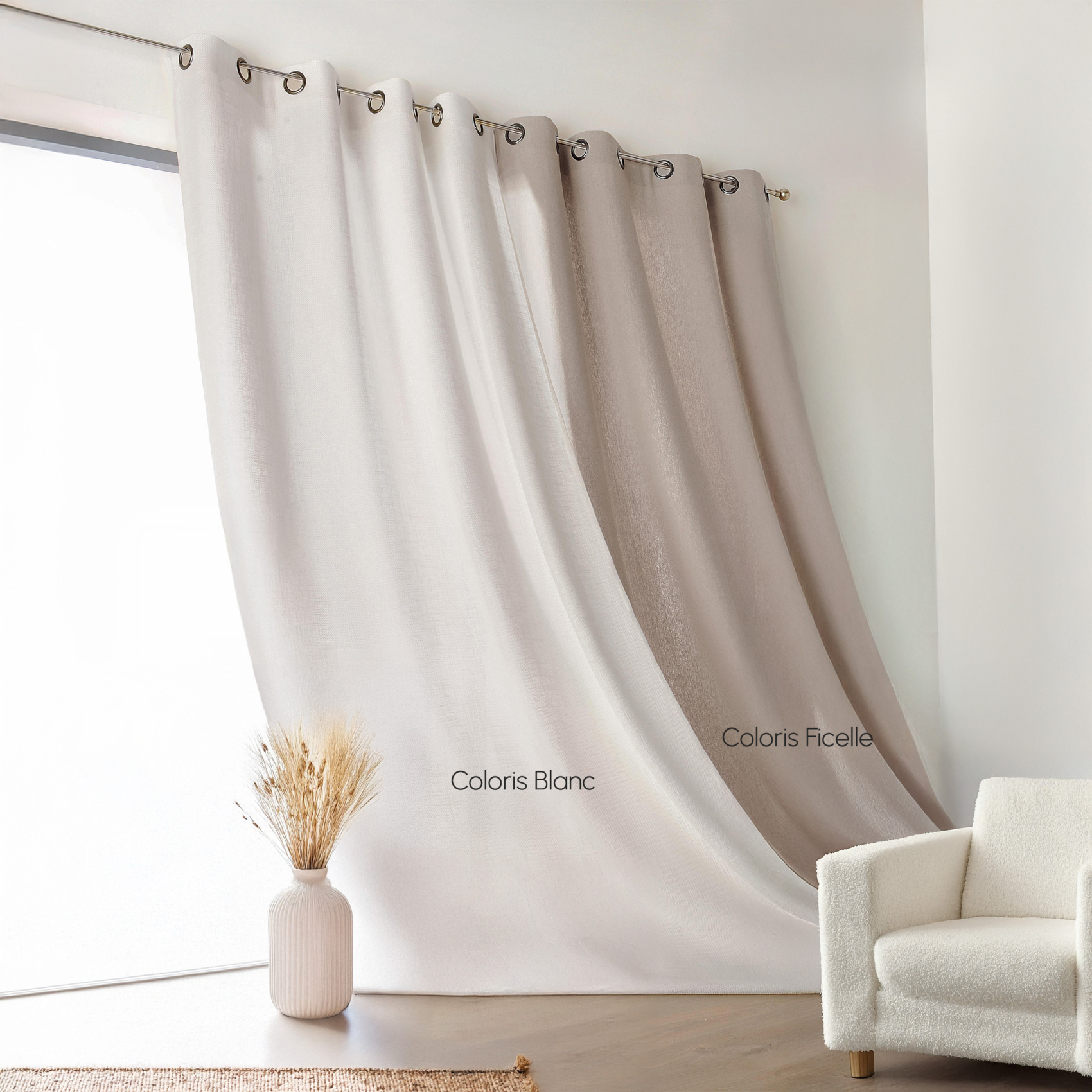 Rideau Uni Campagne Chic Poly-Lin — vue 3