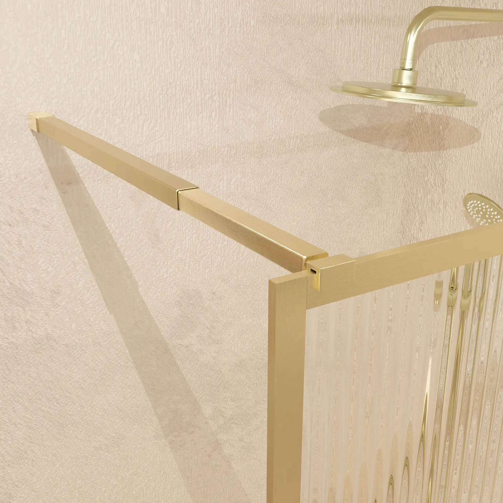 Paroi de douche en verre cannelé doré brossé — vue 3