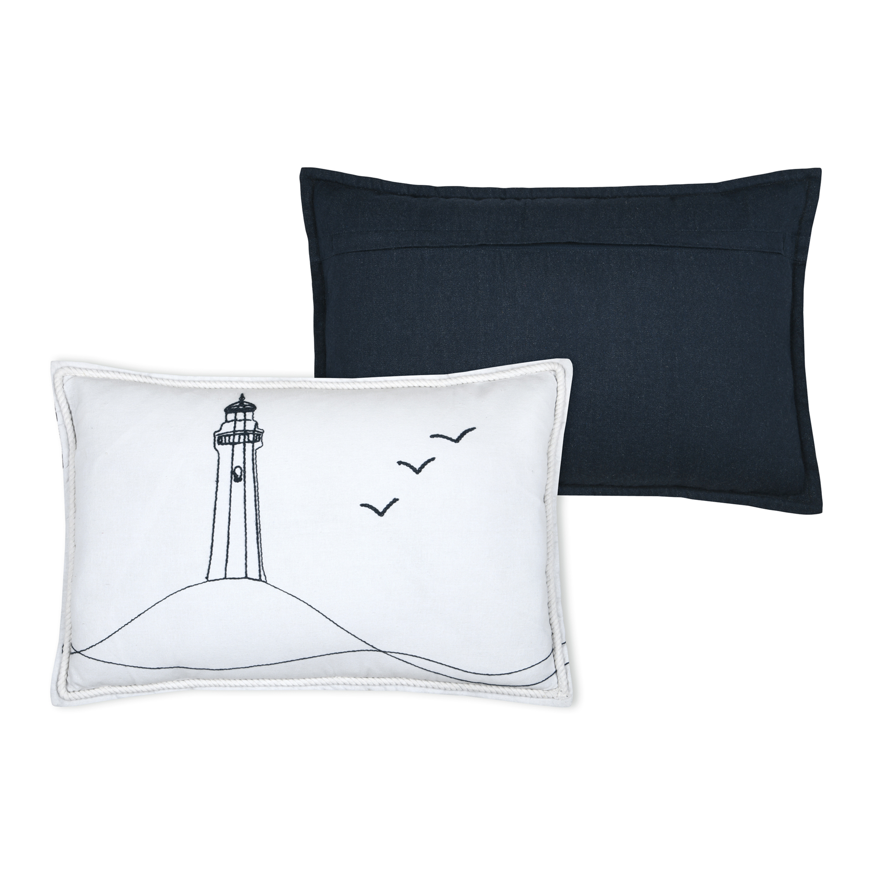 Coussin polycoton brodé style bord de mer — vue 6
