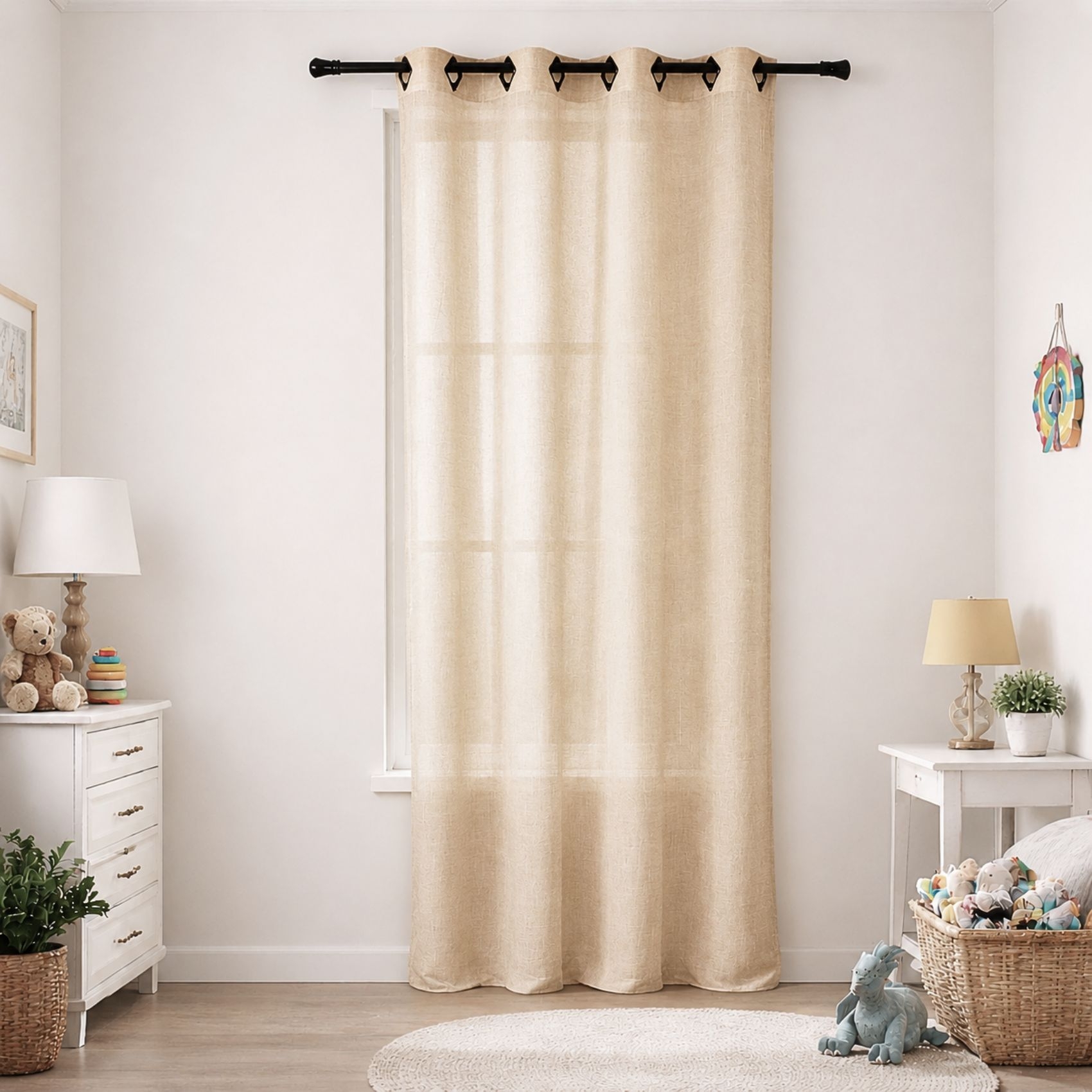 Voilage voile à légère rayure tissée