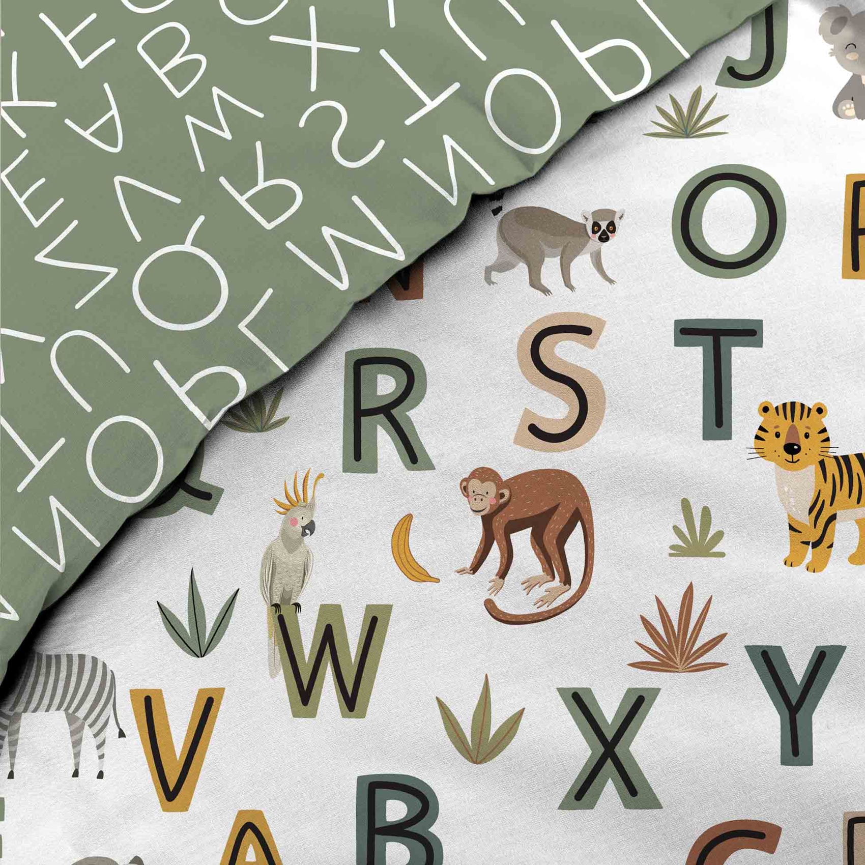 Parure de lit enfant réversible en coton motif alphabet et animaux — vue 6