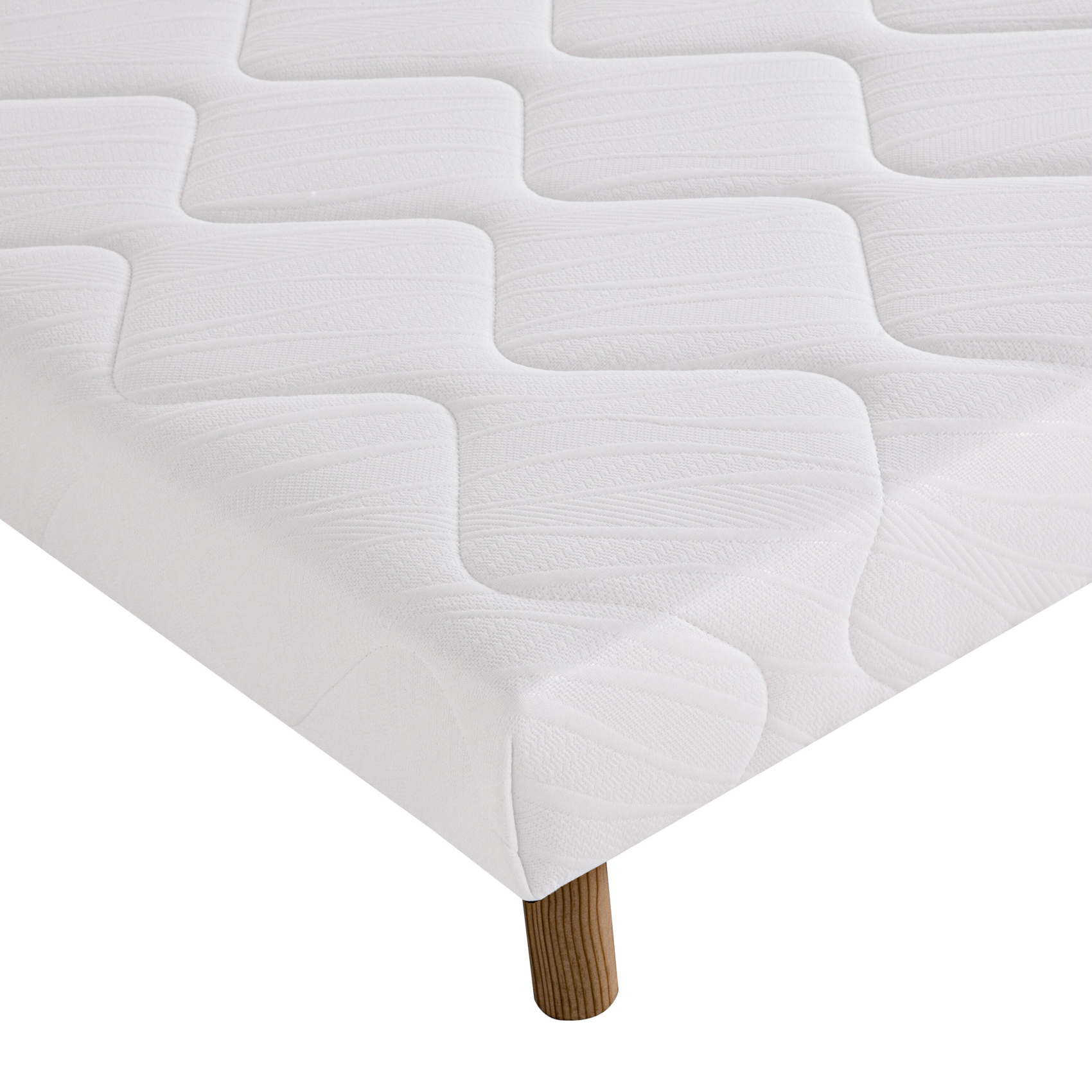 Sommier tapissier bois massif blanc avec pieds — vue 4