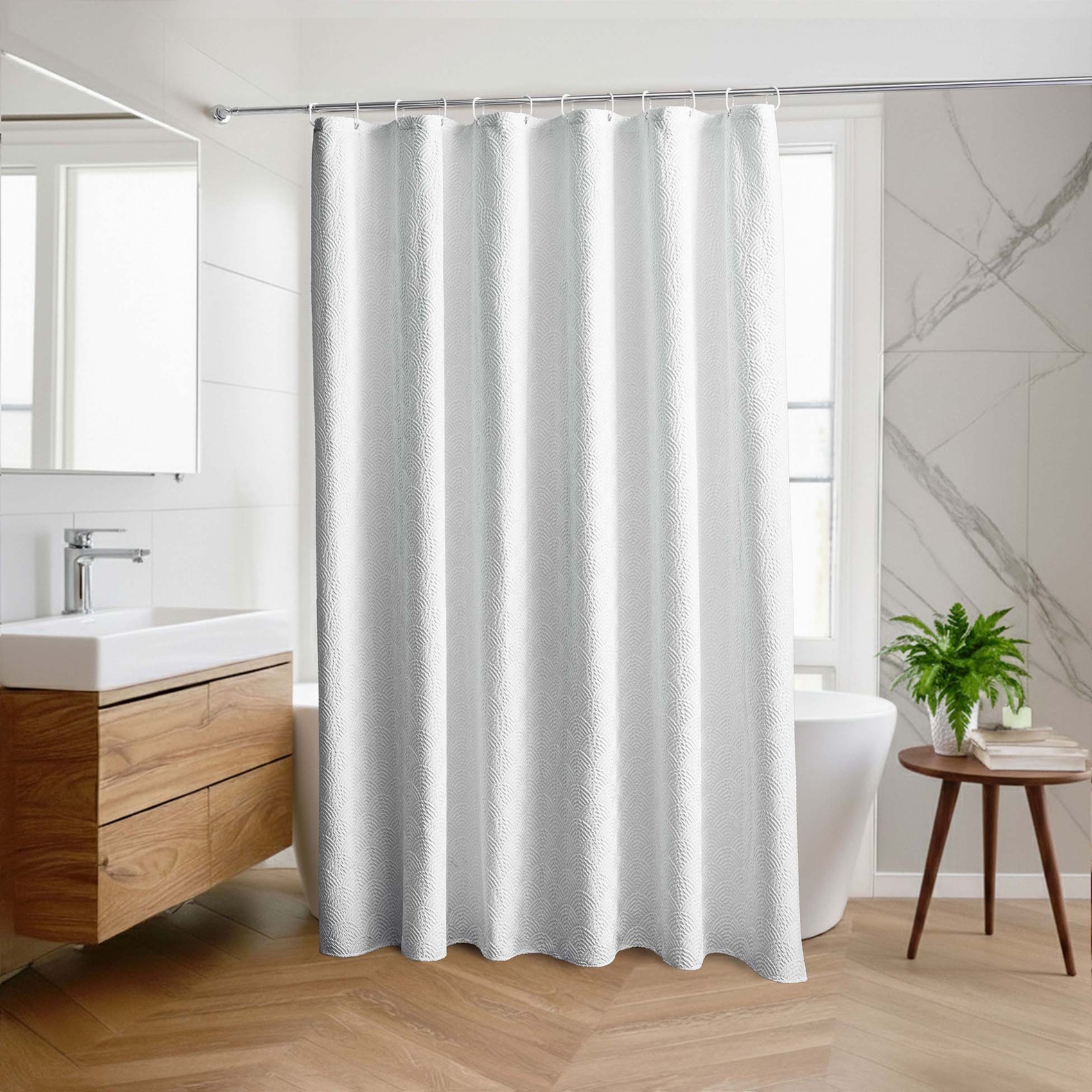 Rideau de douche gaufré en microfibre avec crochets — vue 5