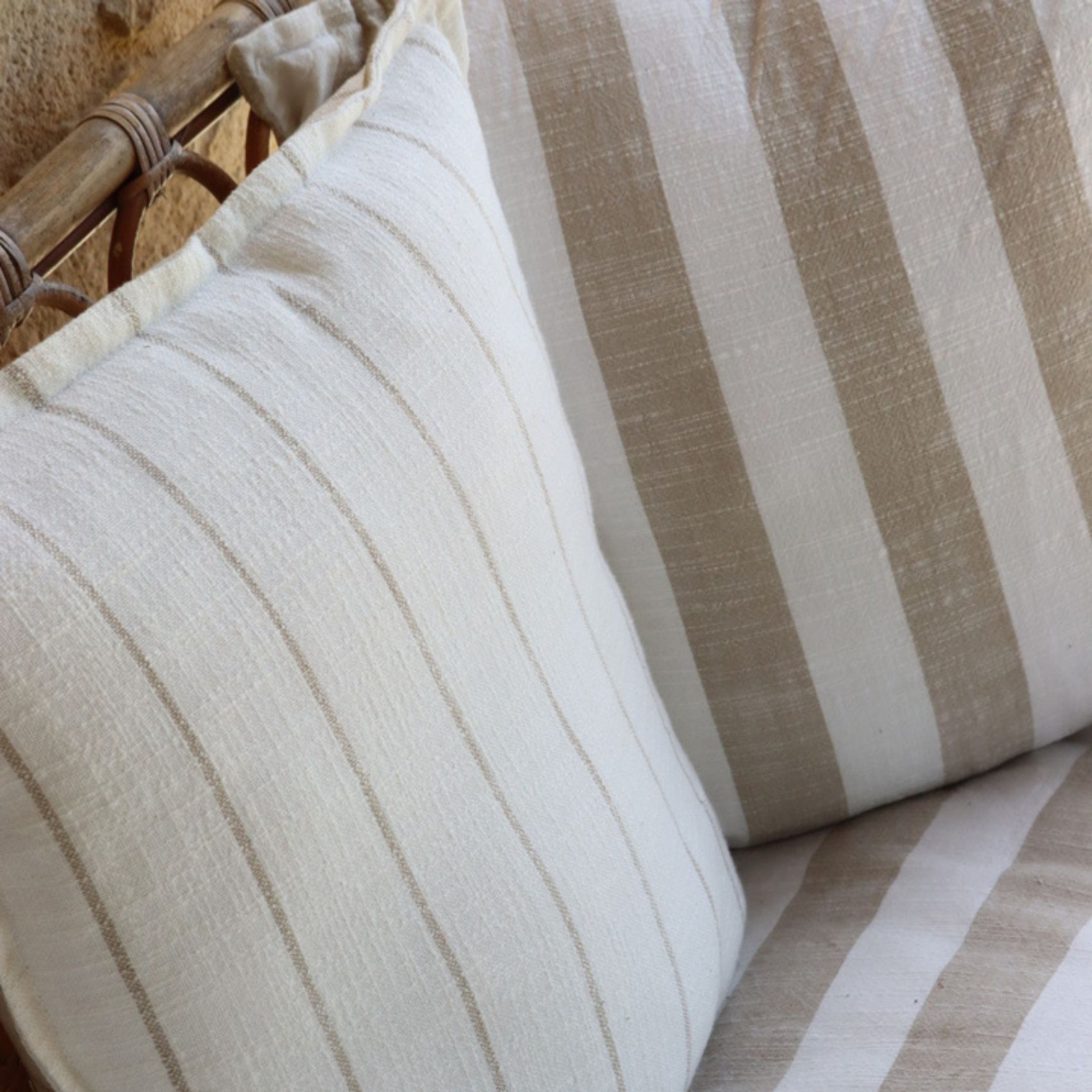 Housse de coussin  recto-verso 100% coton rayures et carreaux LOURMARIN — vue 6