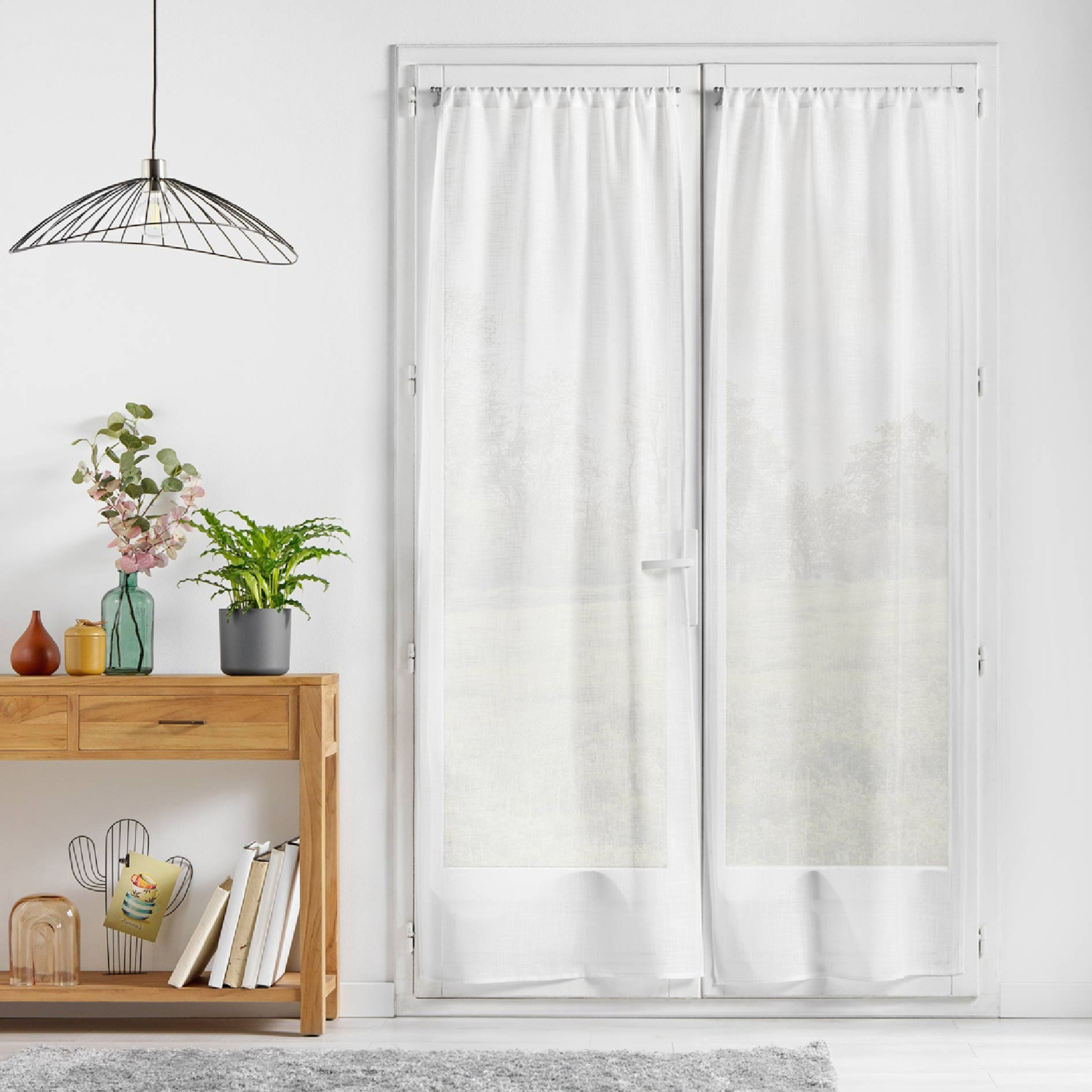 Paire de Voilages Haltona Blanc Effet Lin Tissé — vue 4