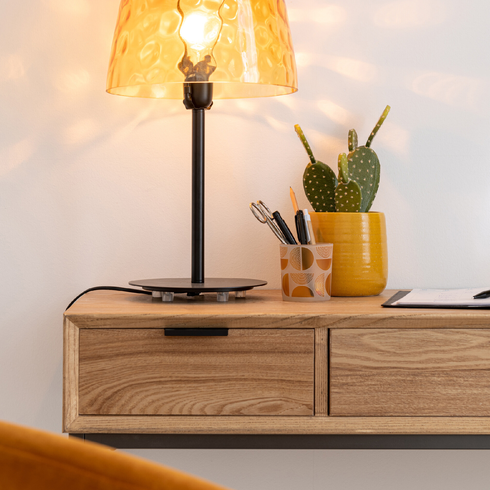 Console 3 tiroirs en bois et métal — vue 3