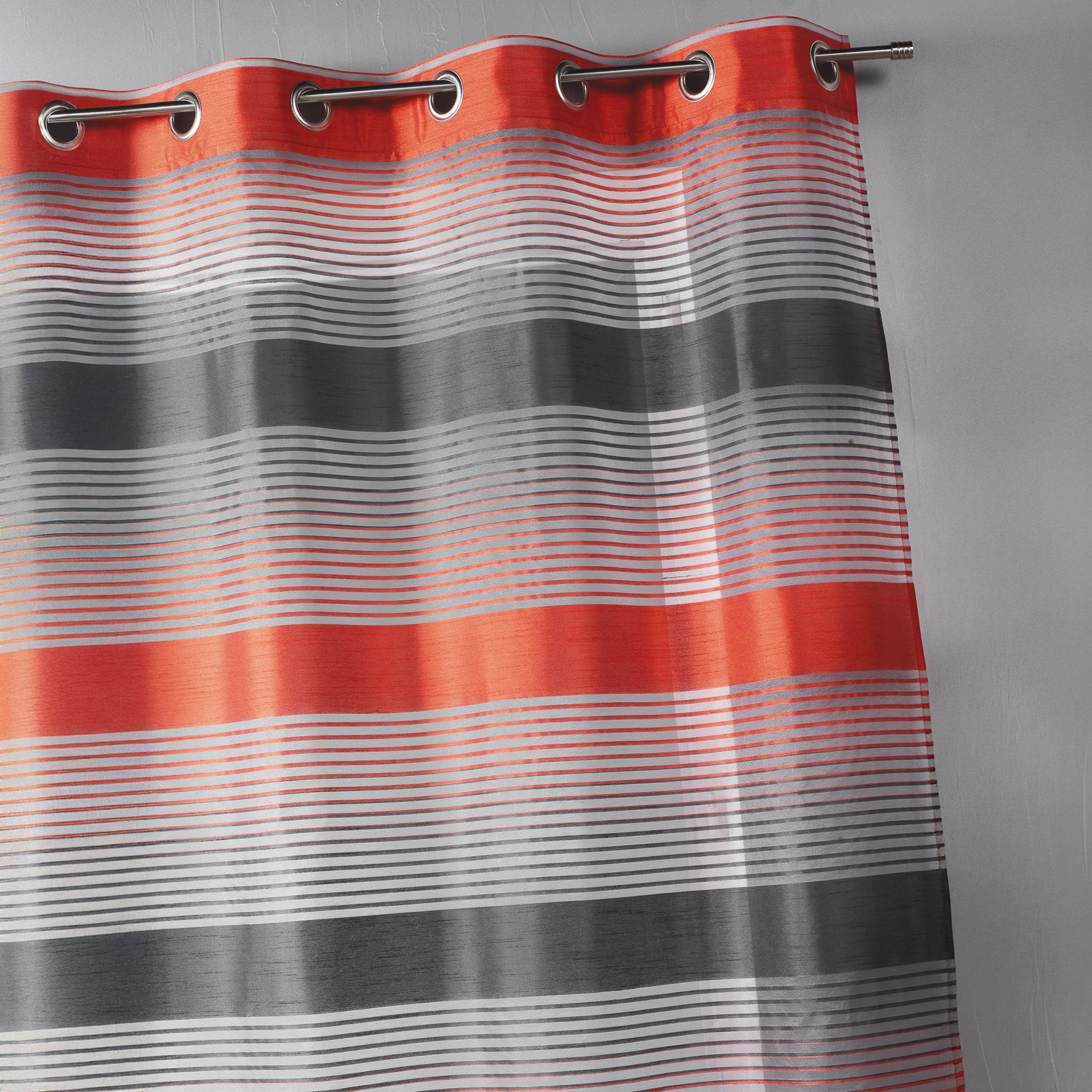 Voilage en organza à rayures horizontales bicolores