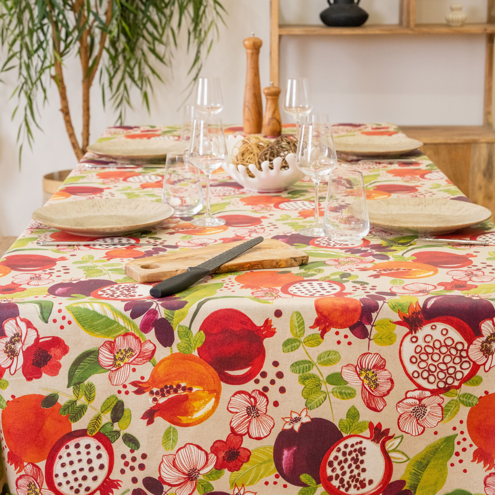 Nappe rectangle enduite motif fruits — vue 3