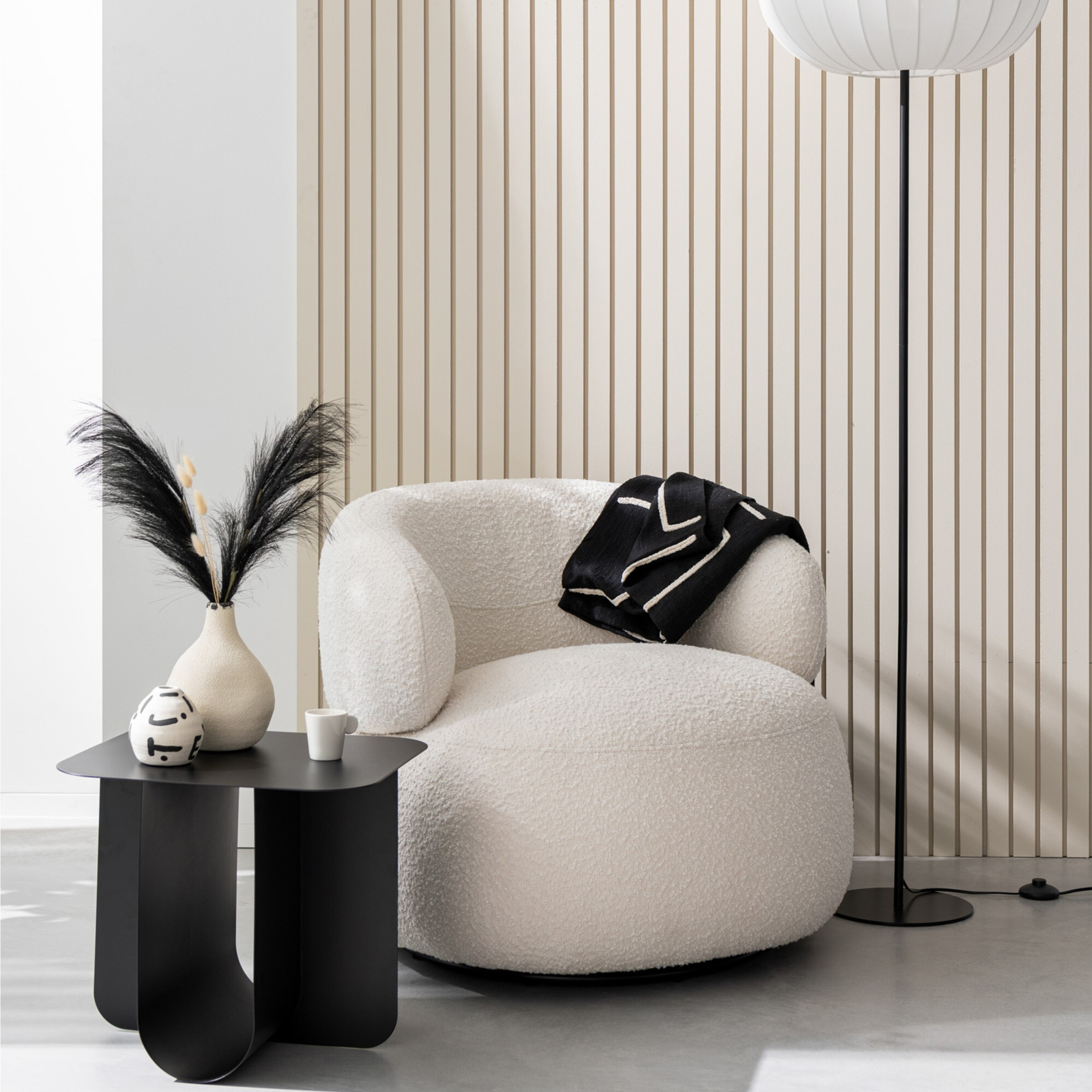 Fauteuil pivotant rond en bouclette — vue 6