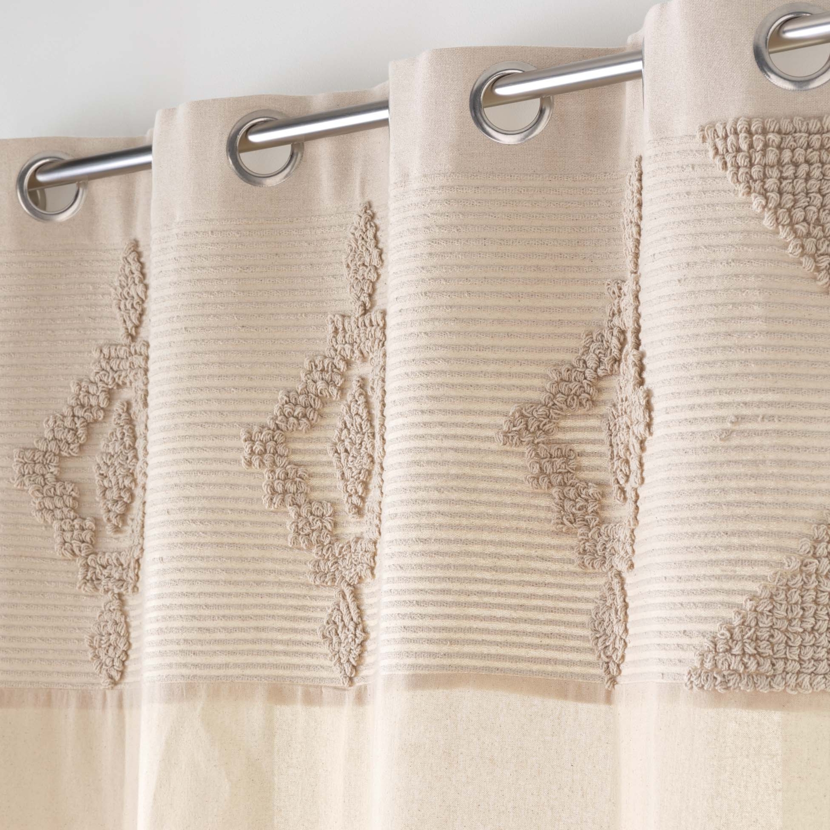 Rideau à œillets en poly-coton avec bande décorative — vue 5