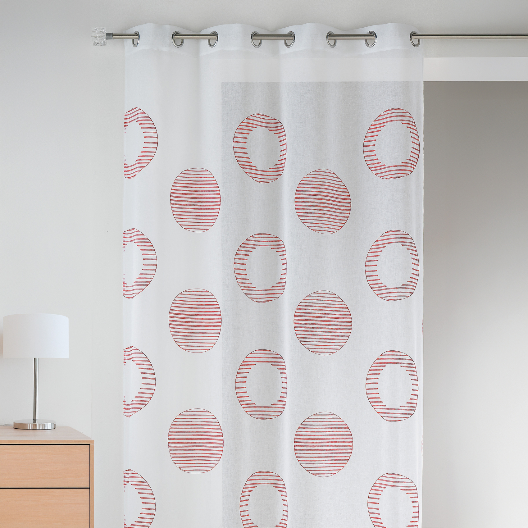 Voilage en étamine brodée cercle et rond — vue 3