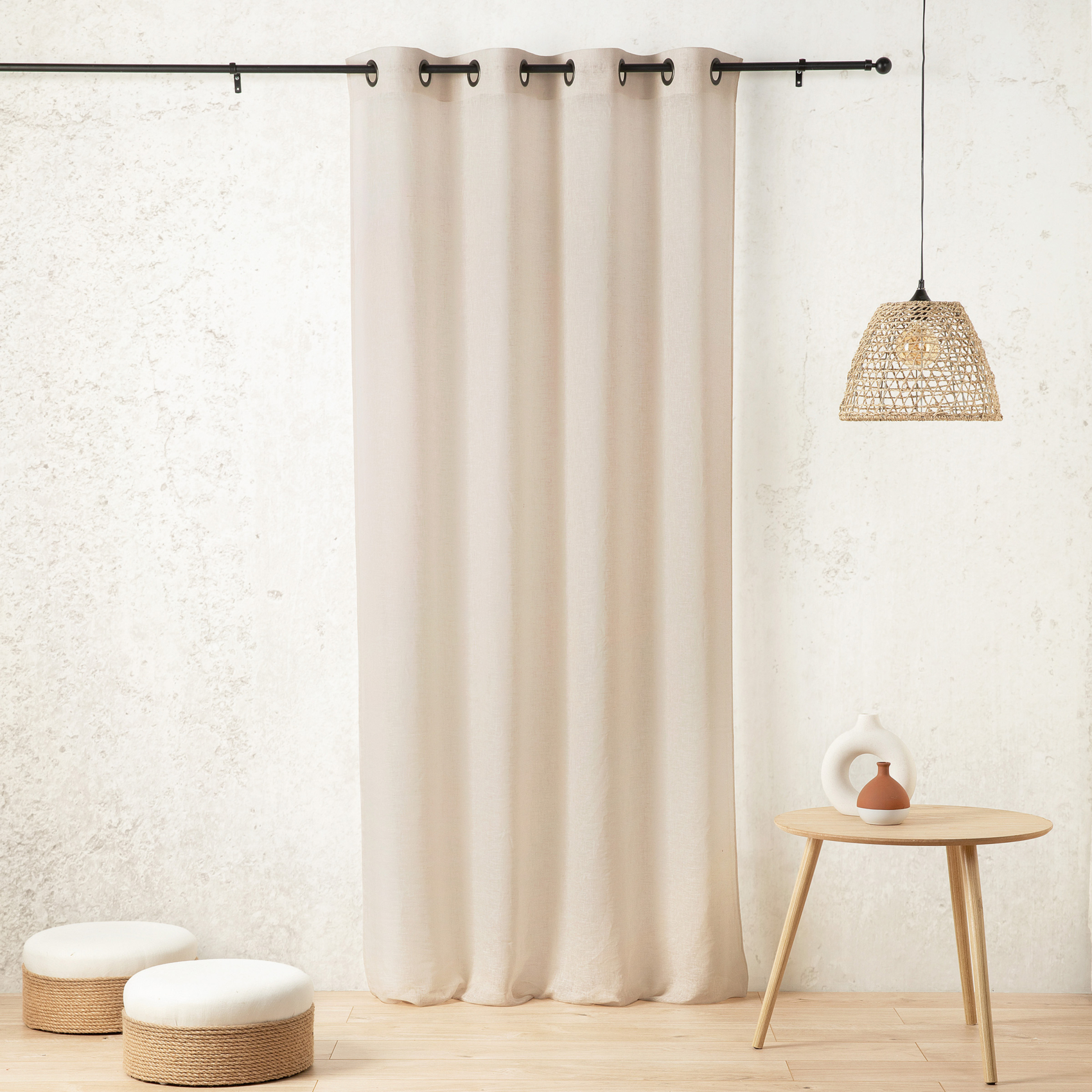 Voilage tamisant en gaze poly-lin à œillets — vue 6