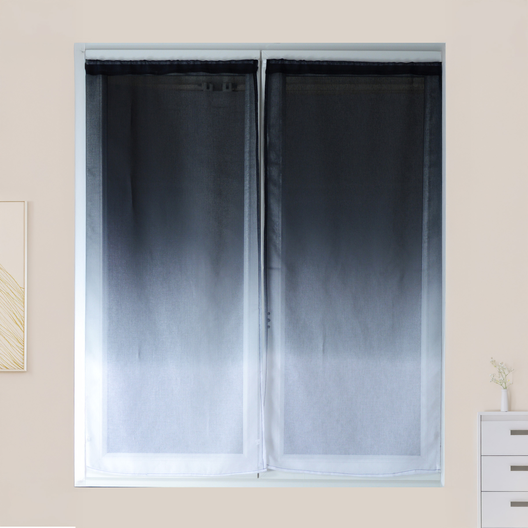 Paire de voilage en étamine imprimée dégradée — vue 3