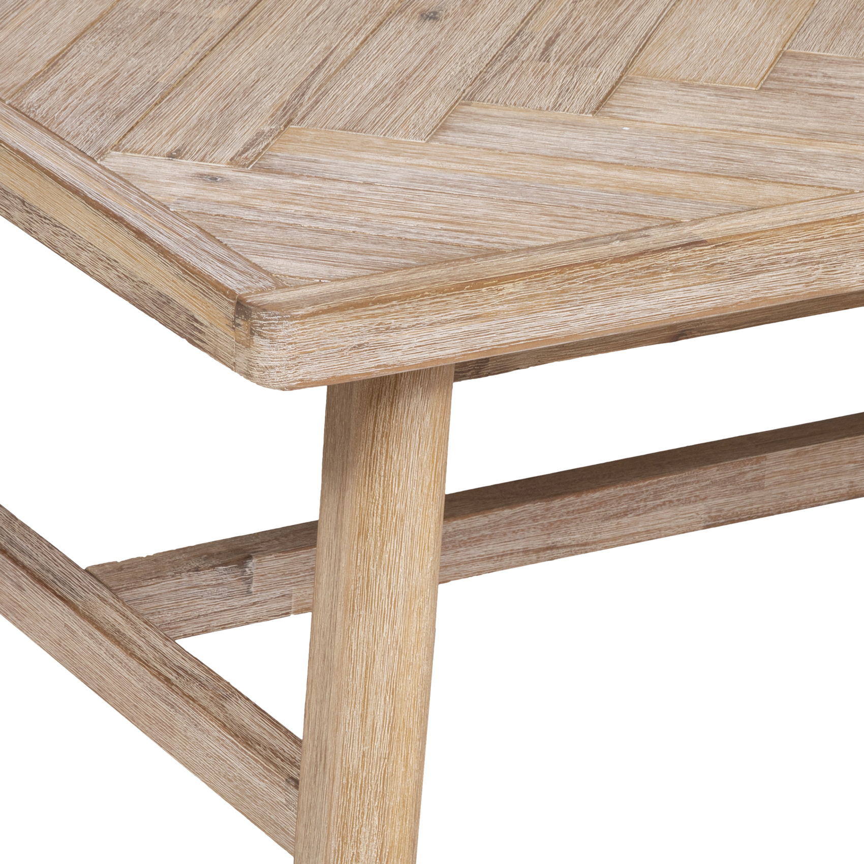 Table basse en acacia avec plateau motif chevrons — vue 4
