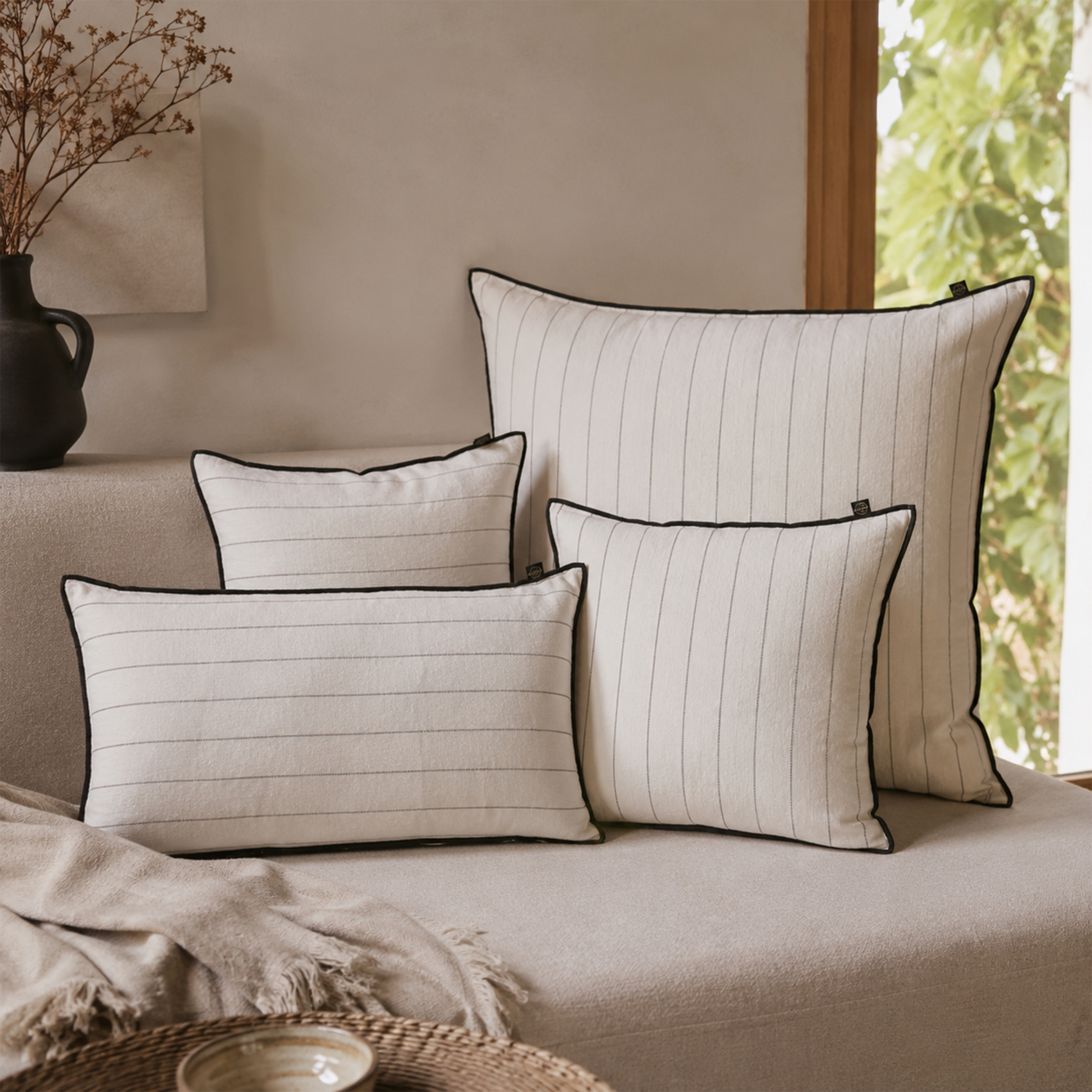 Housse de coussin rayé en lin CALVI HAOMY — vue 4