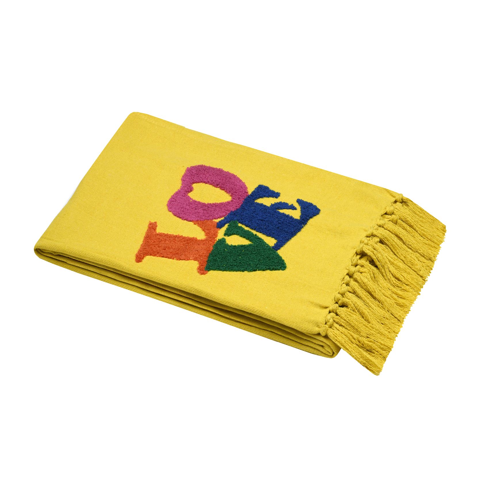 Fouta polycoton avec franges et broderie LOVE