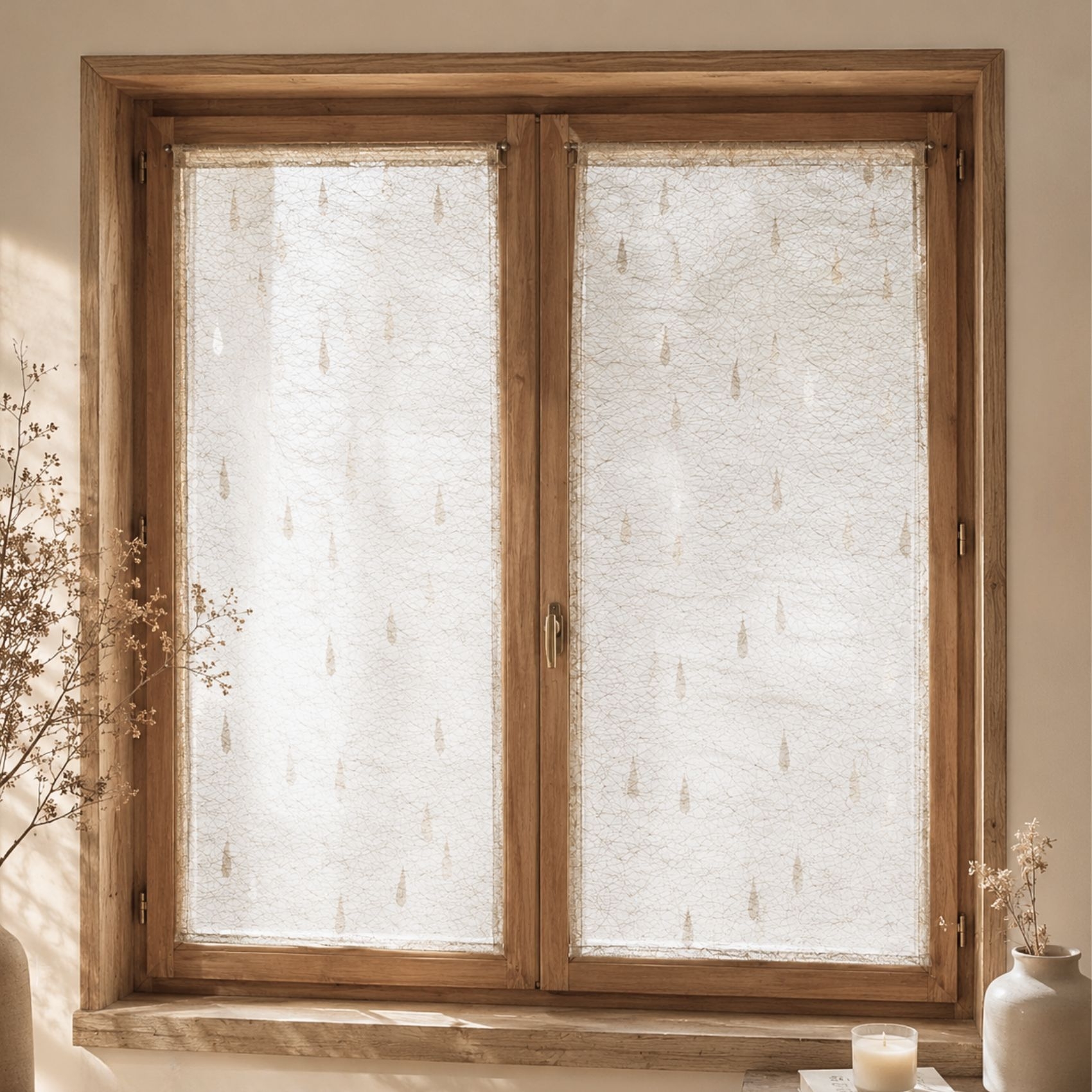 Paire de petits voilages Organza et Jacquard à motifs gouttes — vue 5