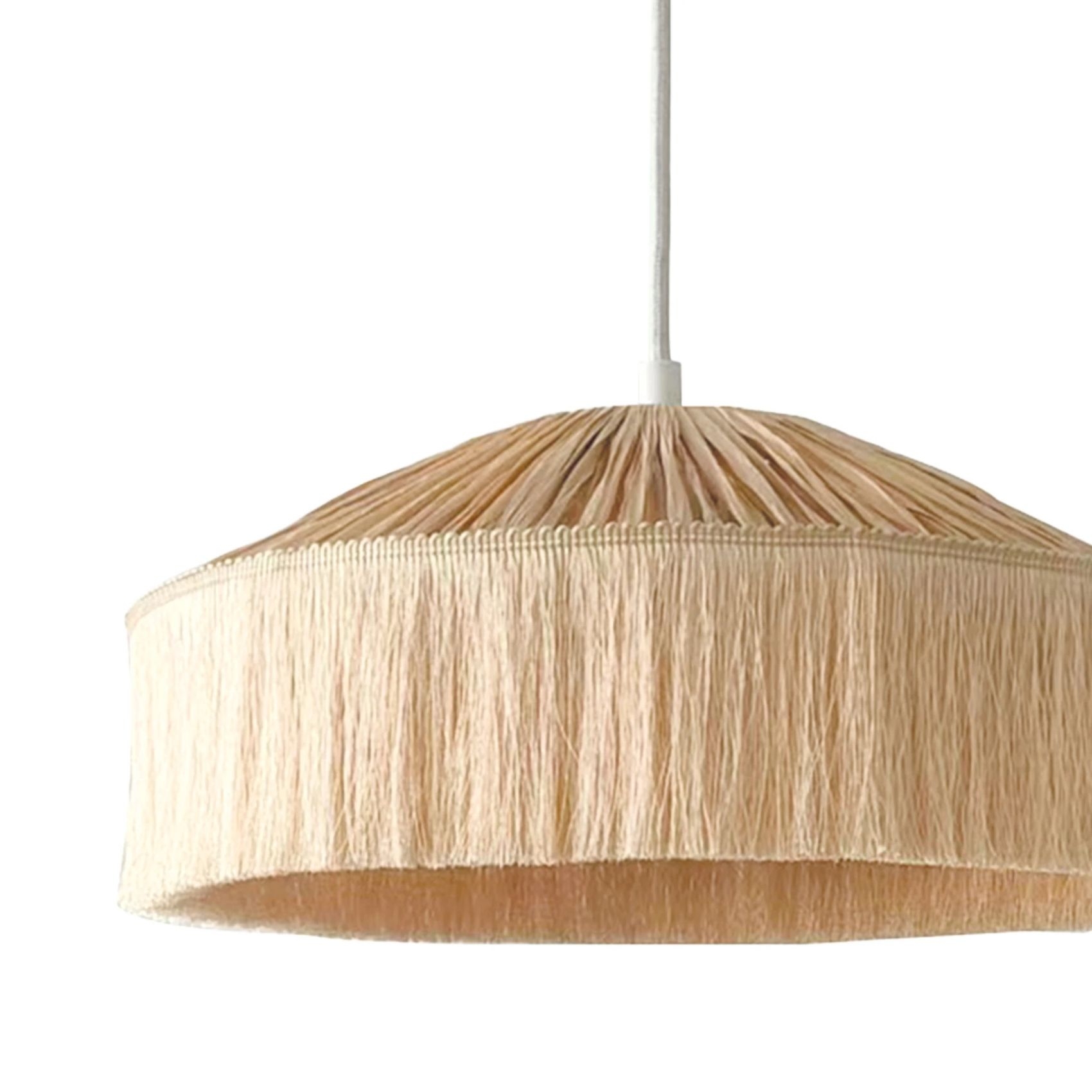 Abat-jour suspension en papier façon raphia et franges — vue 4