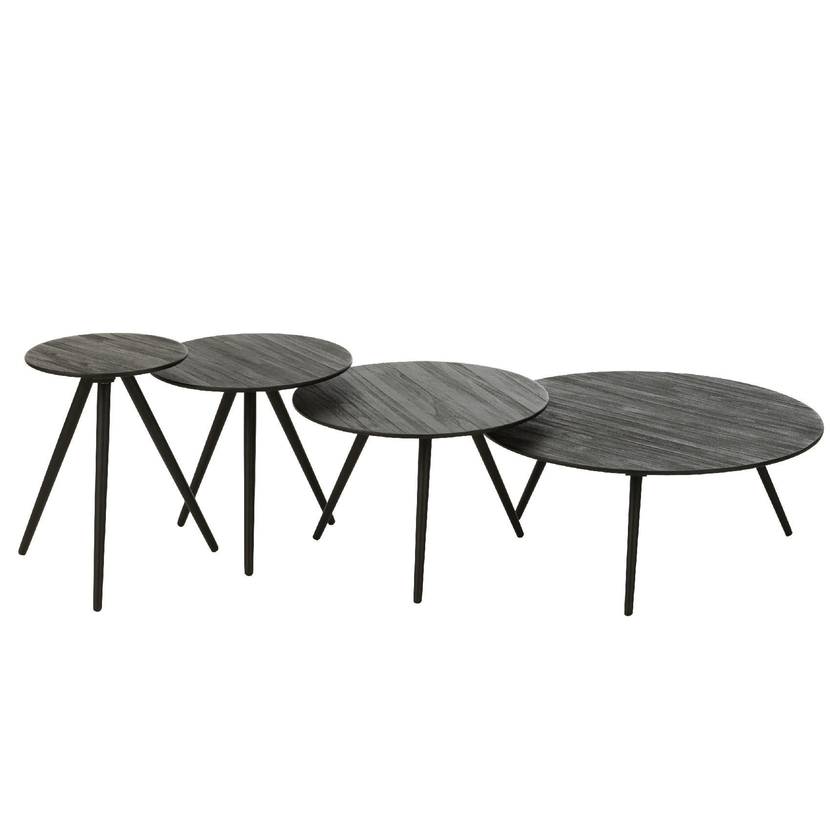 Lot de 4 tables rondes en teck recyclé — vue 3