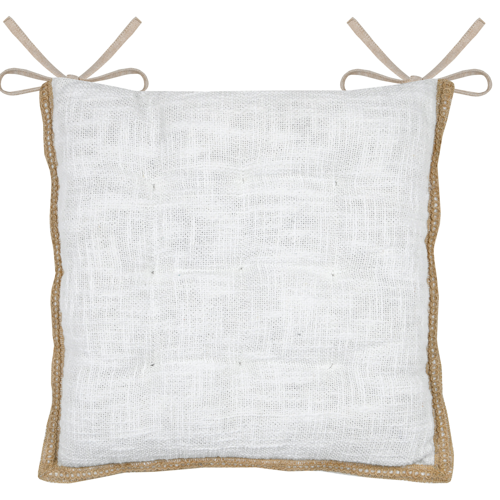 Galette de chaise matelassée poly-coton et jute