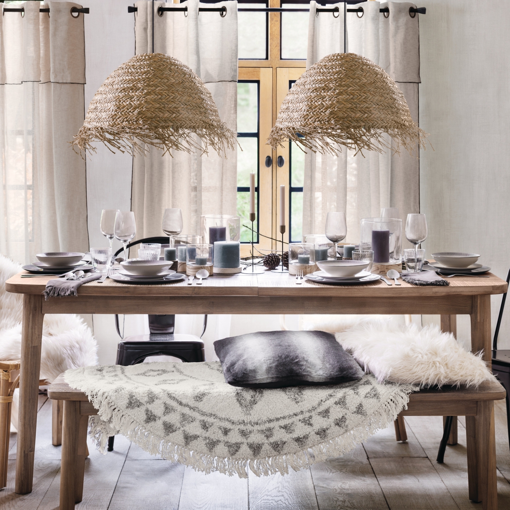 Abat-jour en roseau style bohème — vue 5