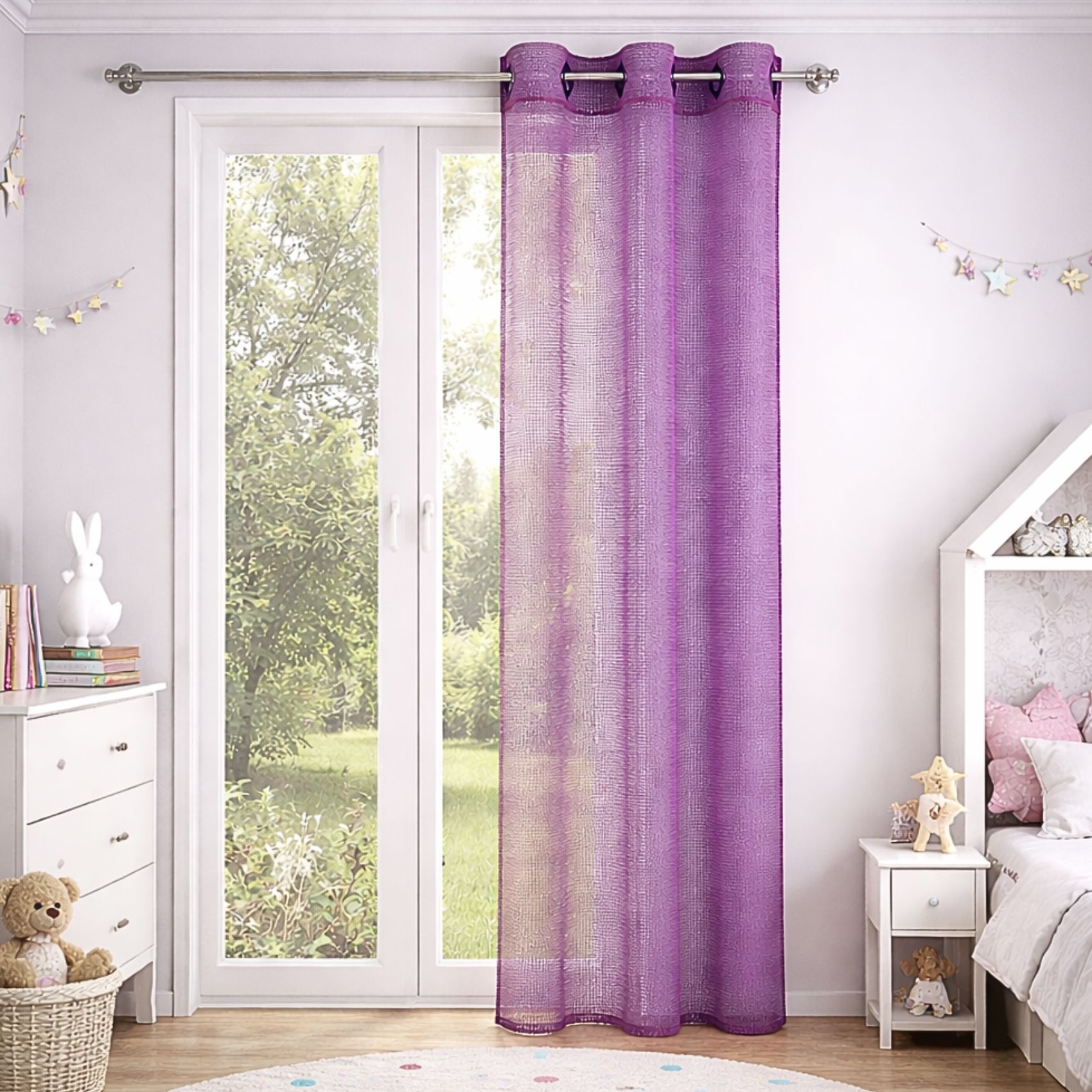 Voilage Filet uni à œillets carrés — vue 5