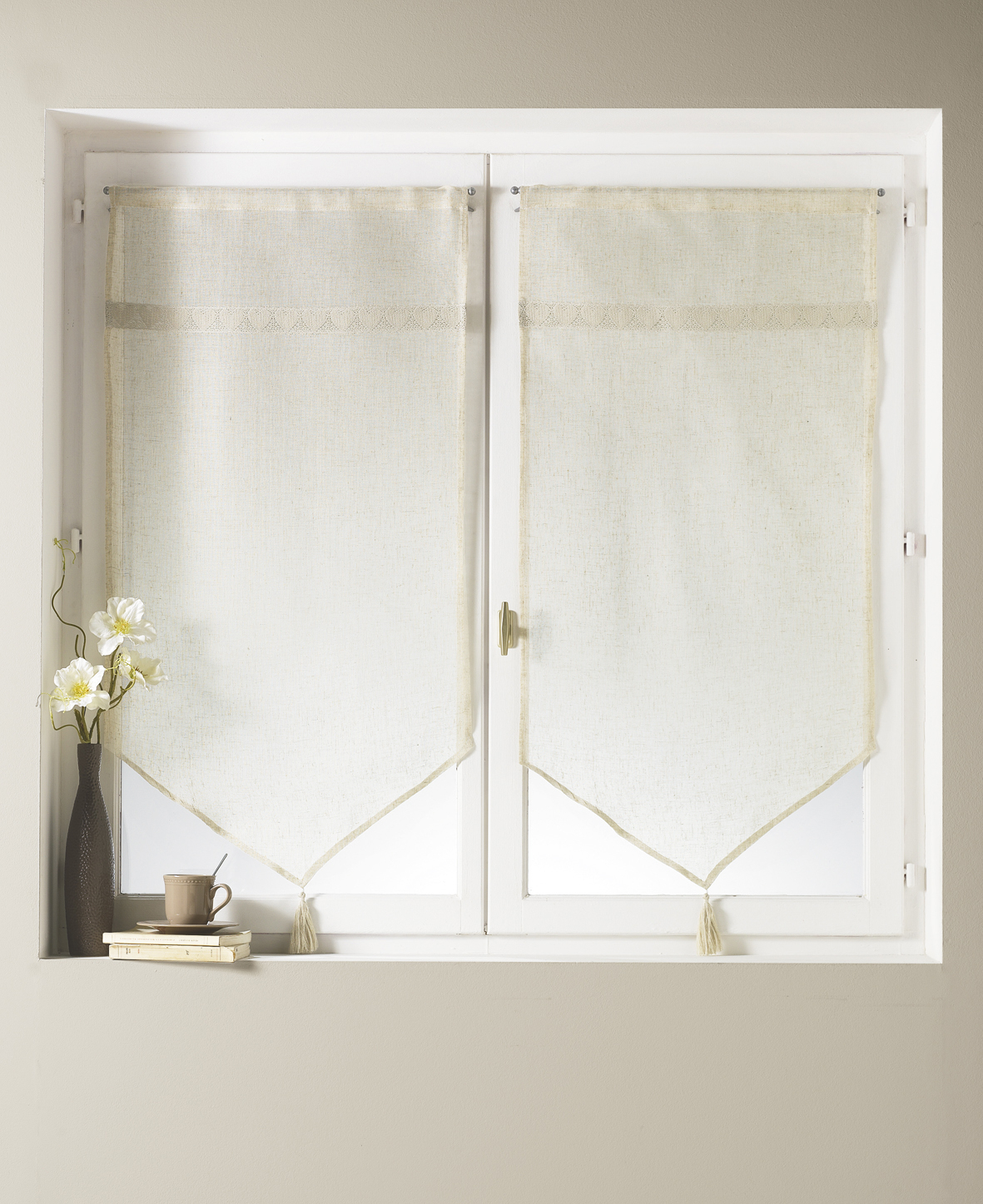 Paire de voilage à parement haut en macramé coeur — vue 3