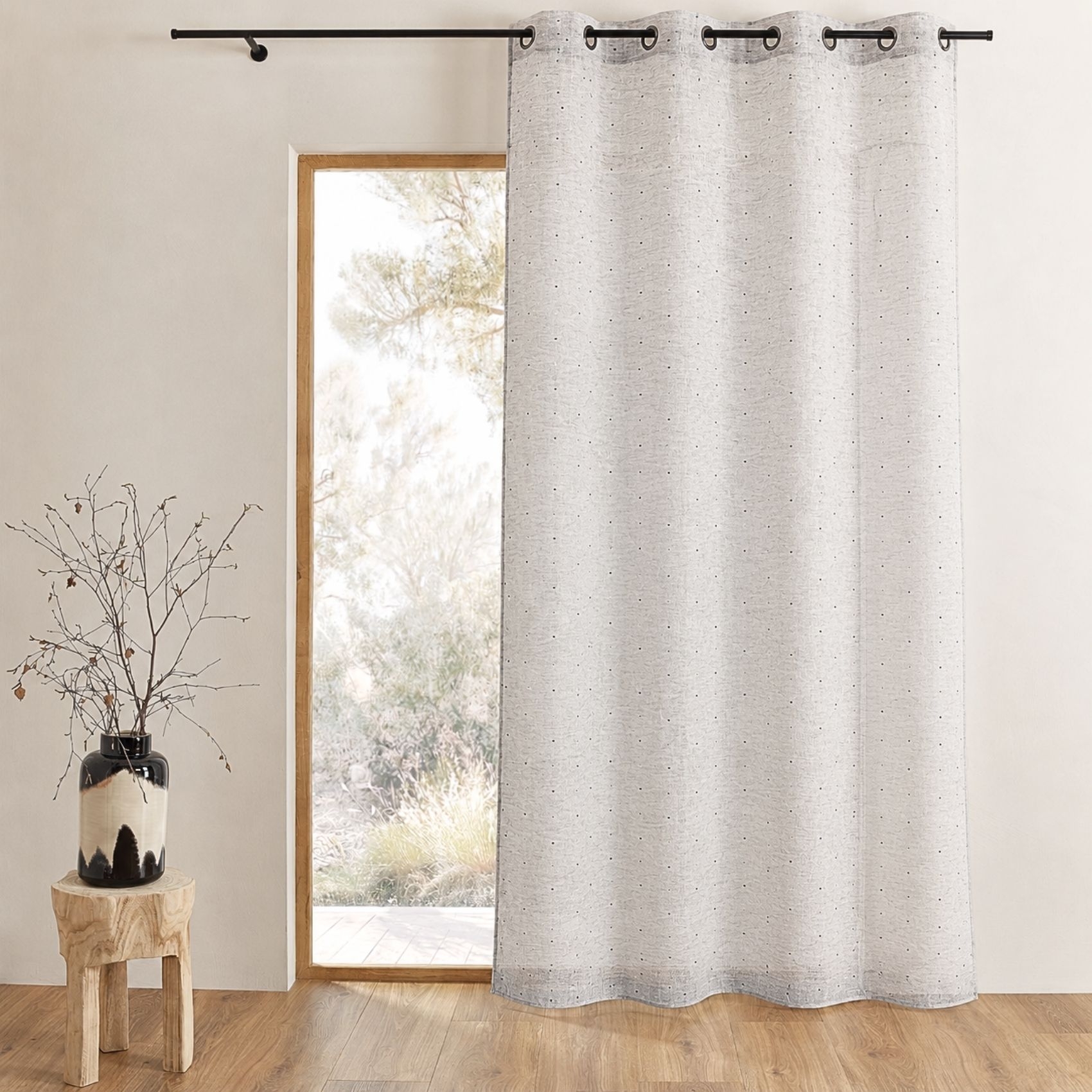 Voilage en Etamine à Motifs Petites Croix