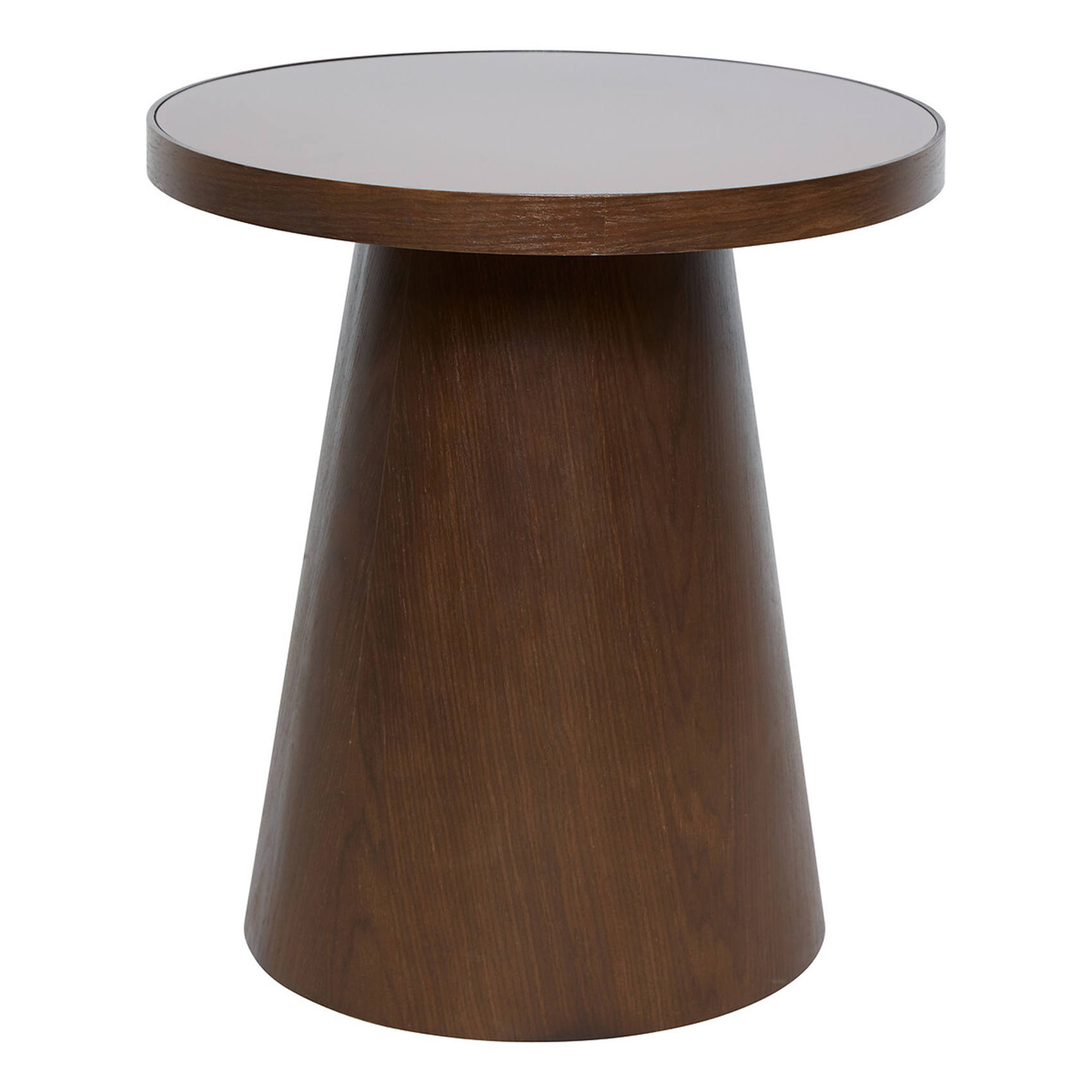 Table d’appoint ronde en verre trempé et bois