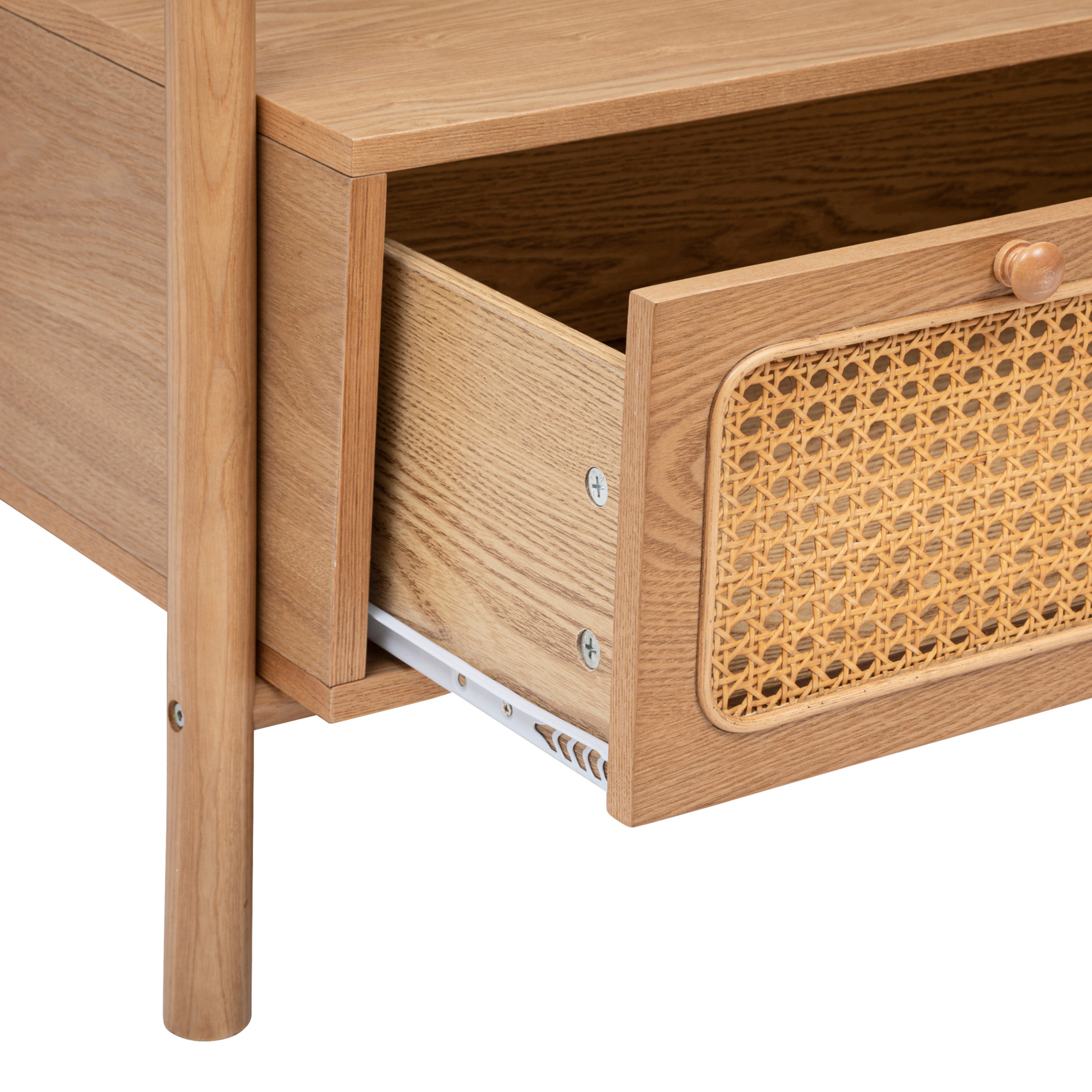 Meuble d’entrée en bois avec tringle et tiroir cannage — vue 5