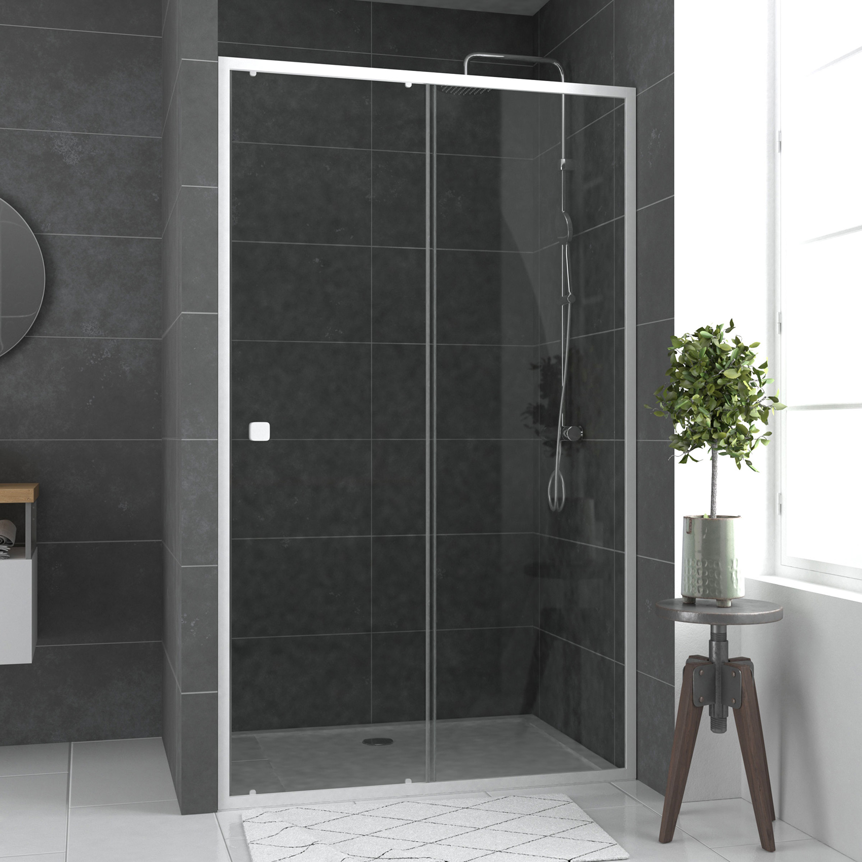 Porte de douche coulissante extensible minimaliste — vue 6