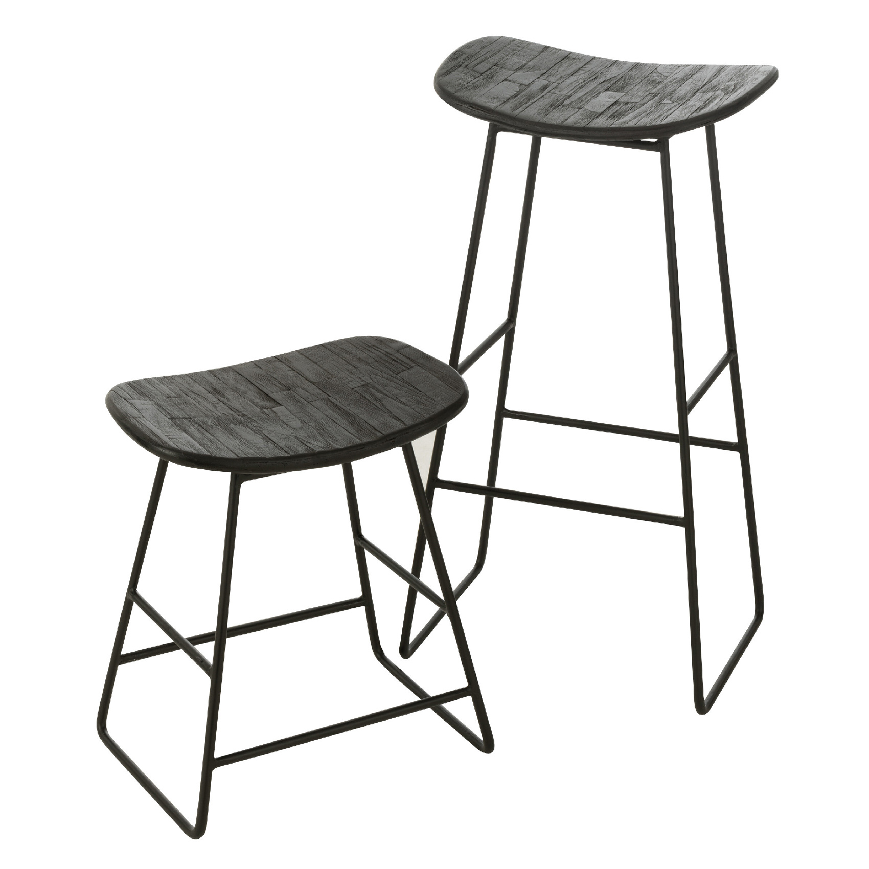Tabouret rectangulaire en teck recyclé — vue 4