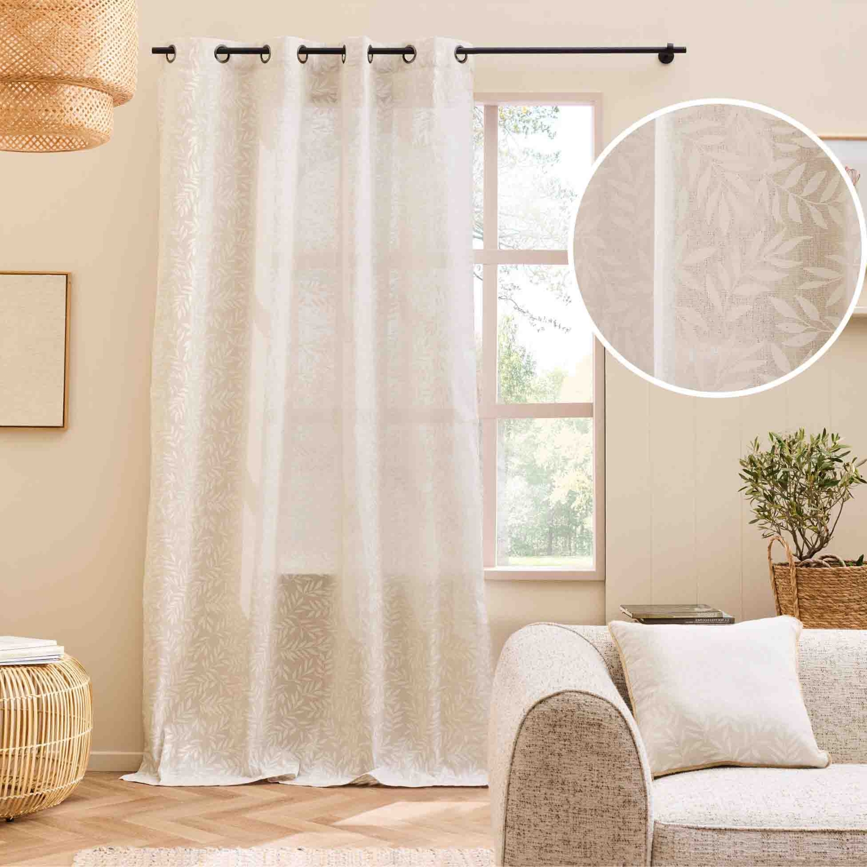 Rideau vintage feuillage tissé — vue 3