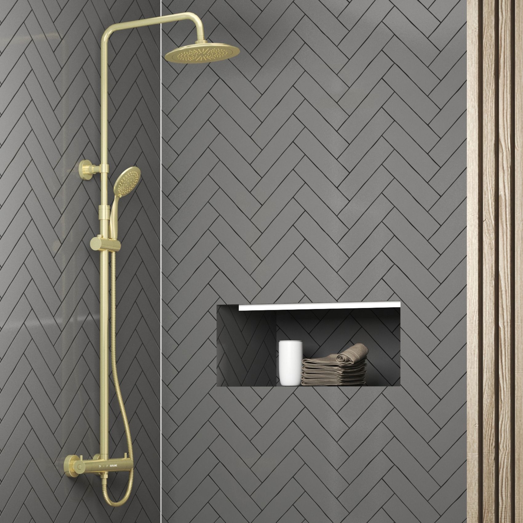 Colonne de douche thermostatique dorée — vue 3