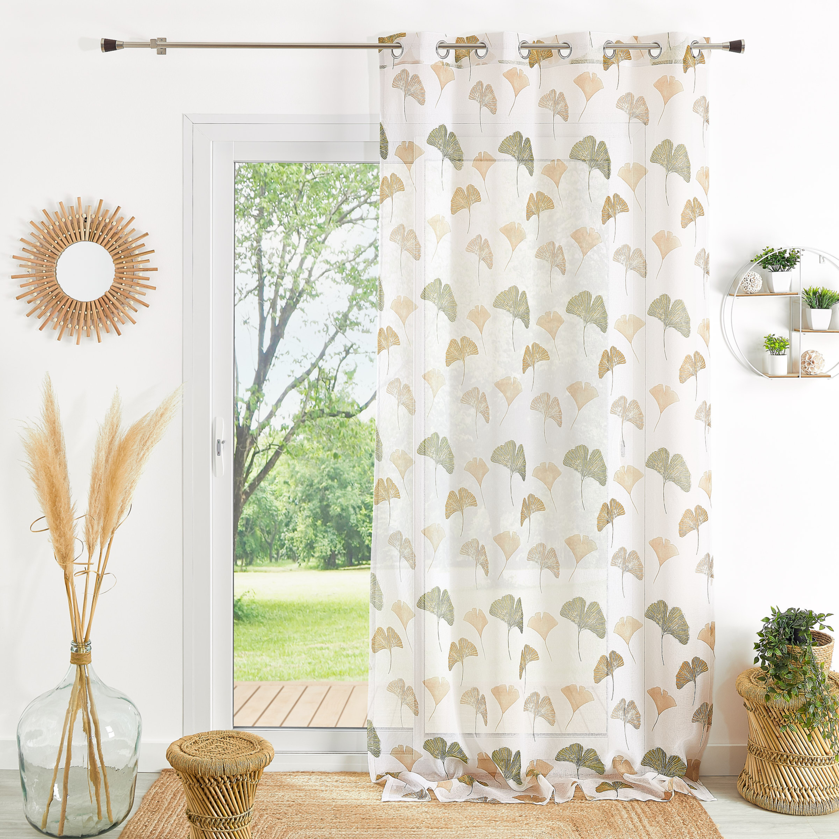 Voilage léger imprimé motif ginkgo — vue 4