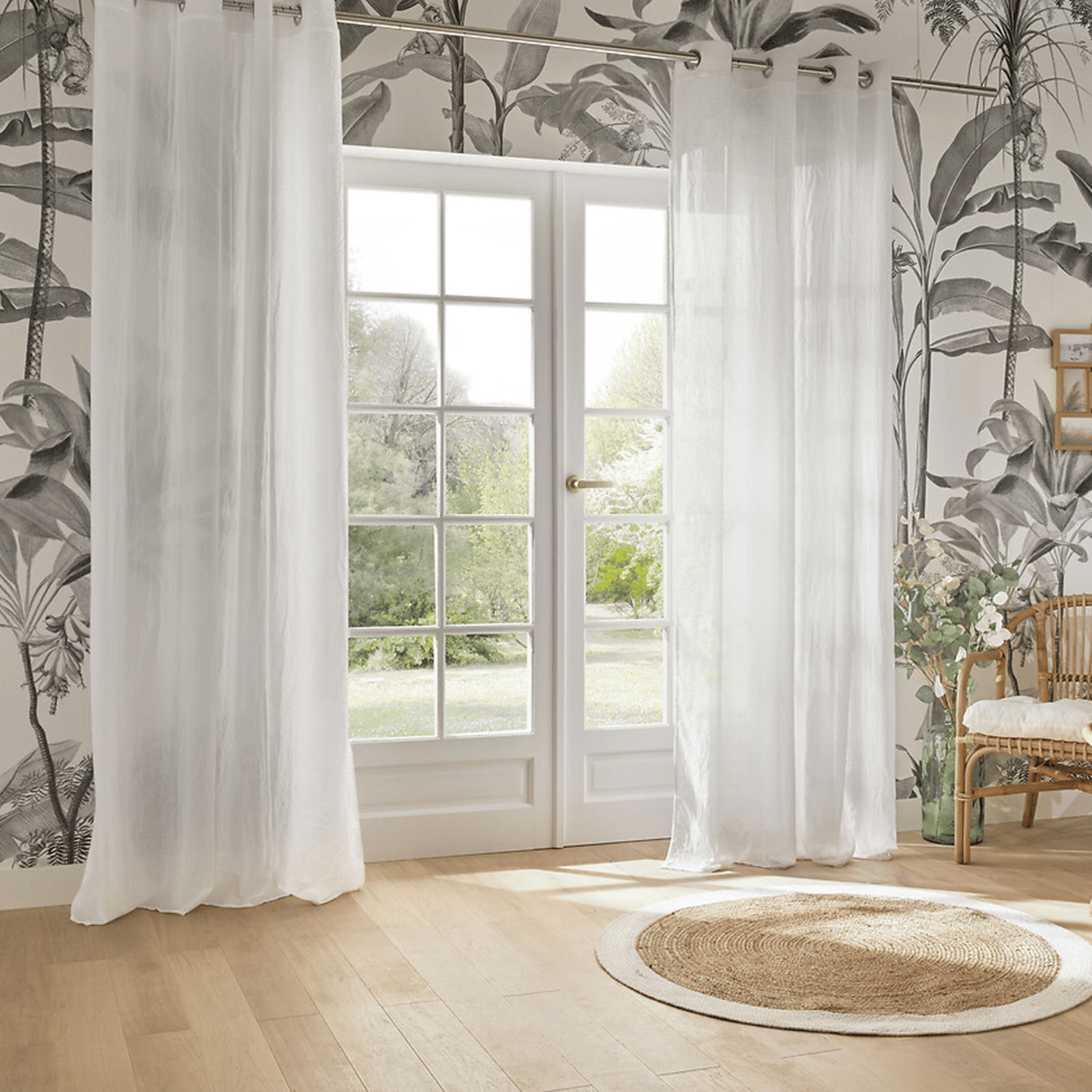 Voilage uni chiné poly-coton — vue 4